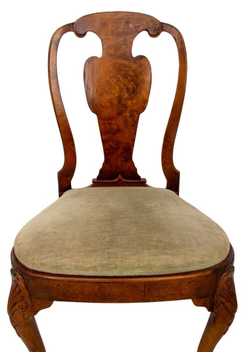 George II Style Burr Elm and Walnut Chair In Good Condition In Astoria, NY