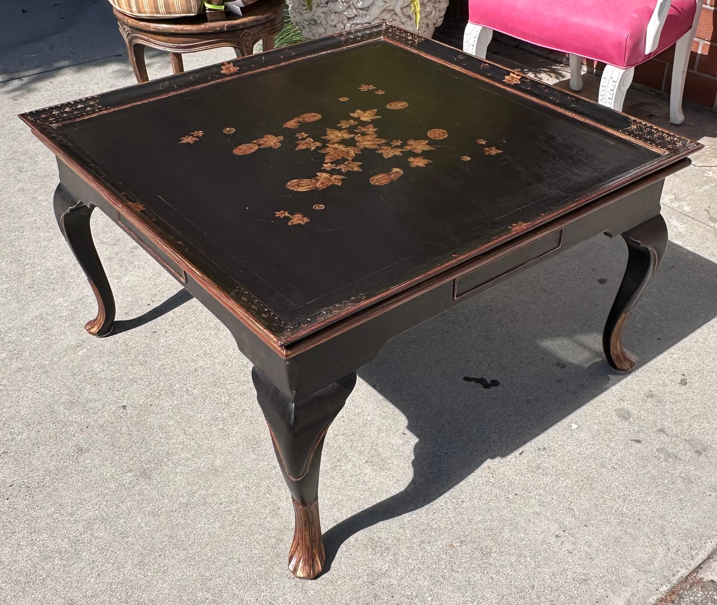 Table à cocktail de style George II, Burton-Ching, Chinoiserie noire.