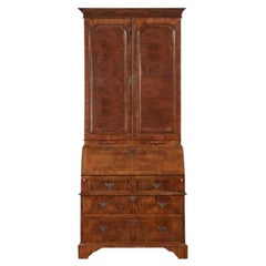 George II Style Burton-Ching Walnut Secretary Desk Bookcase Cabinet