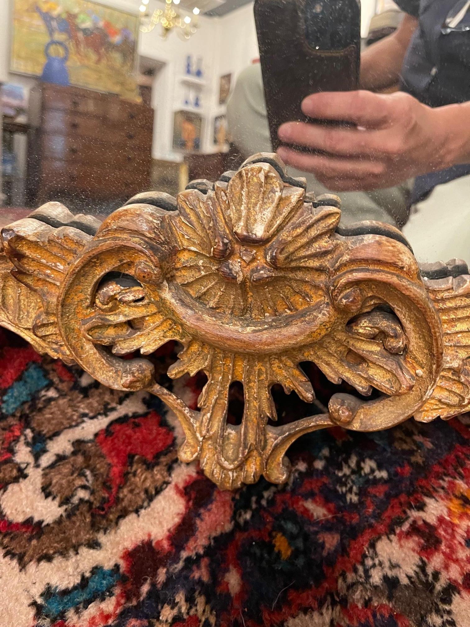 George II Style Carved and Distressed Giltwood Mirror with Eagle, 19th Century For Sale 9