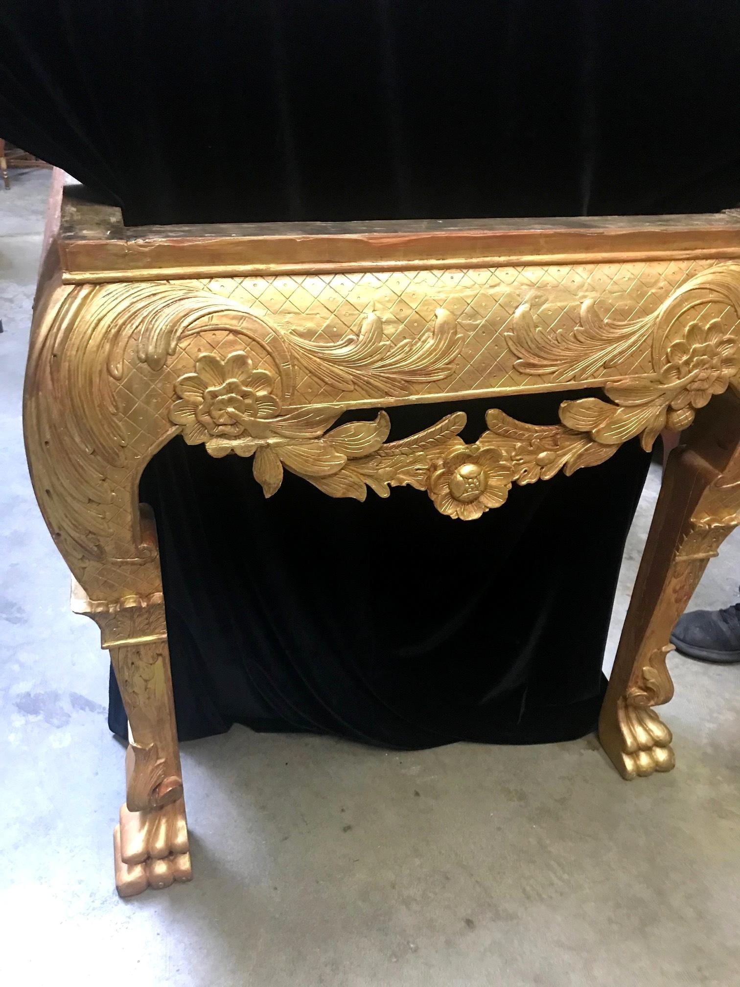 George II Style Carved Giltwood Console with Thick Marble 5