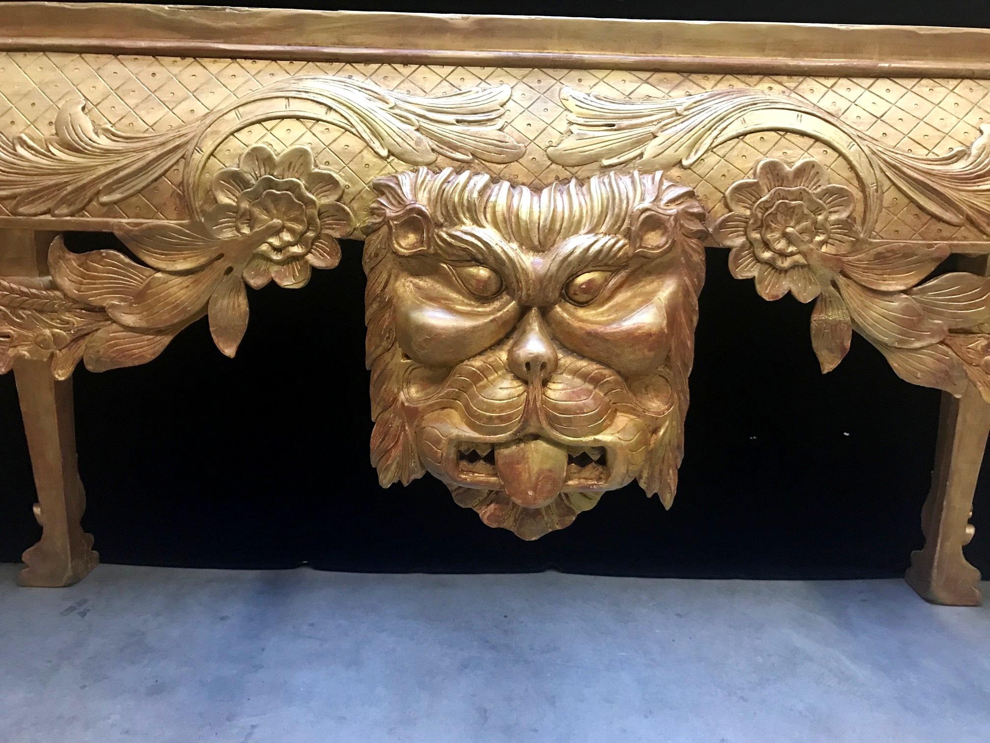 George II Style Carved Giltwood Console with Thick Marble 2