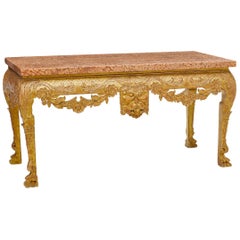 George II Style Carved Giltwood Console with Thick Marble