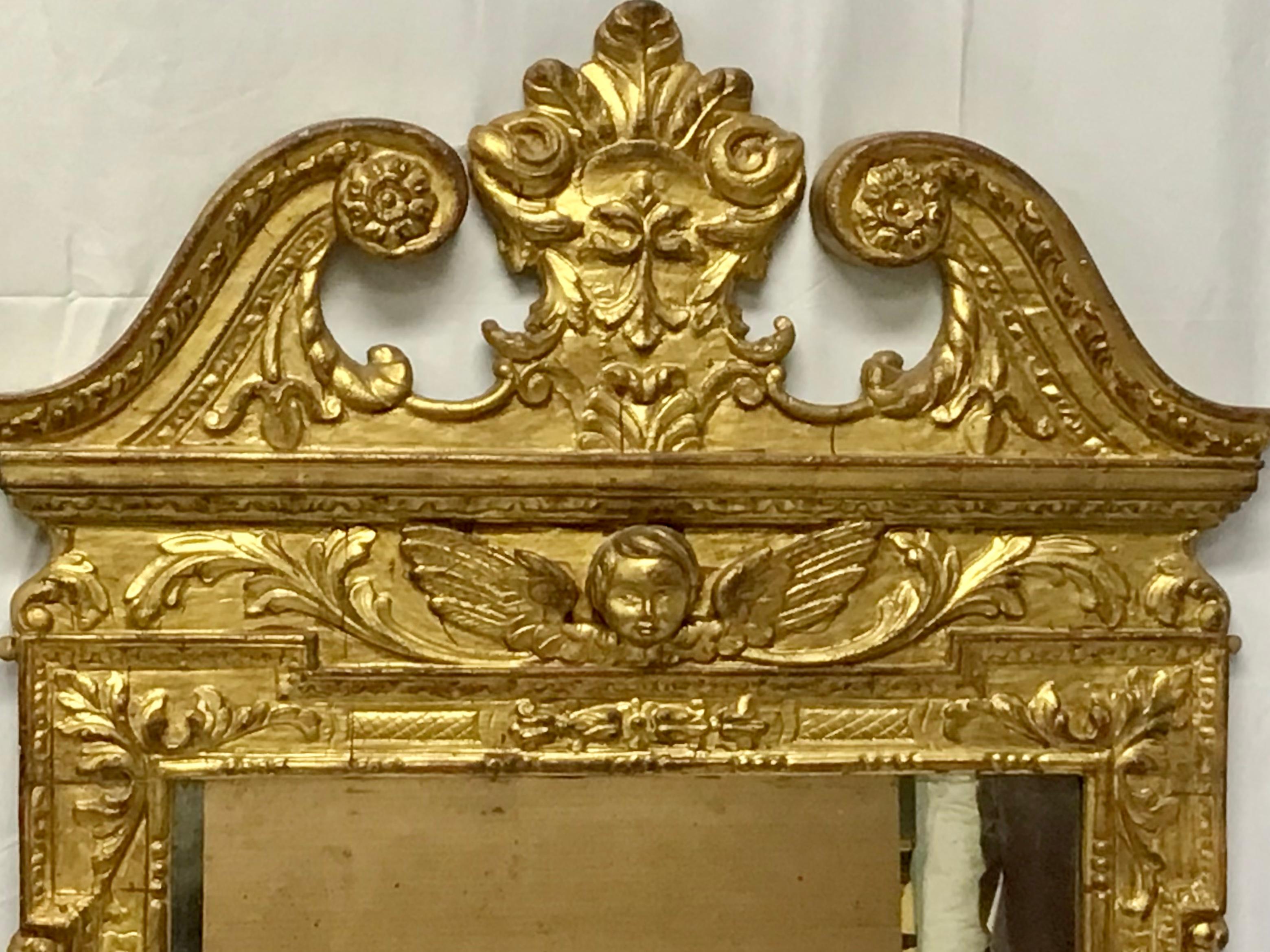George II Style Carved Giltwood Mirror In Good Condition In Bradenton, FL