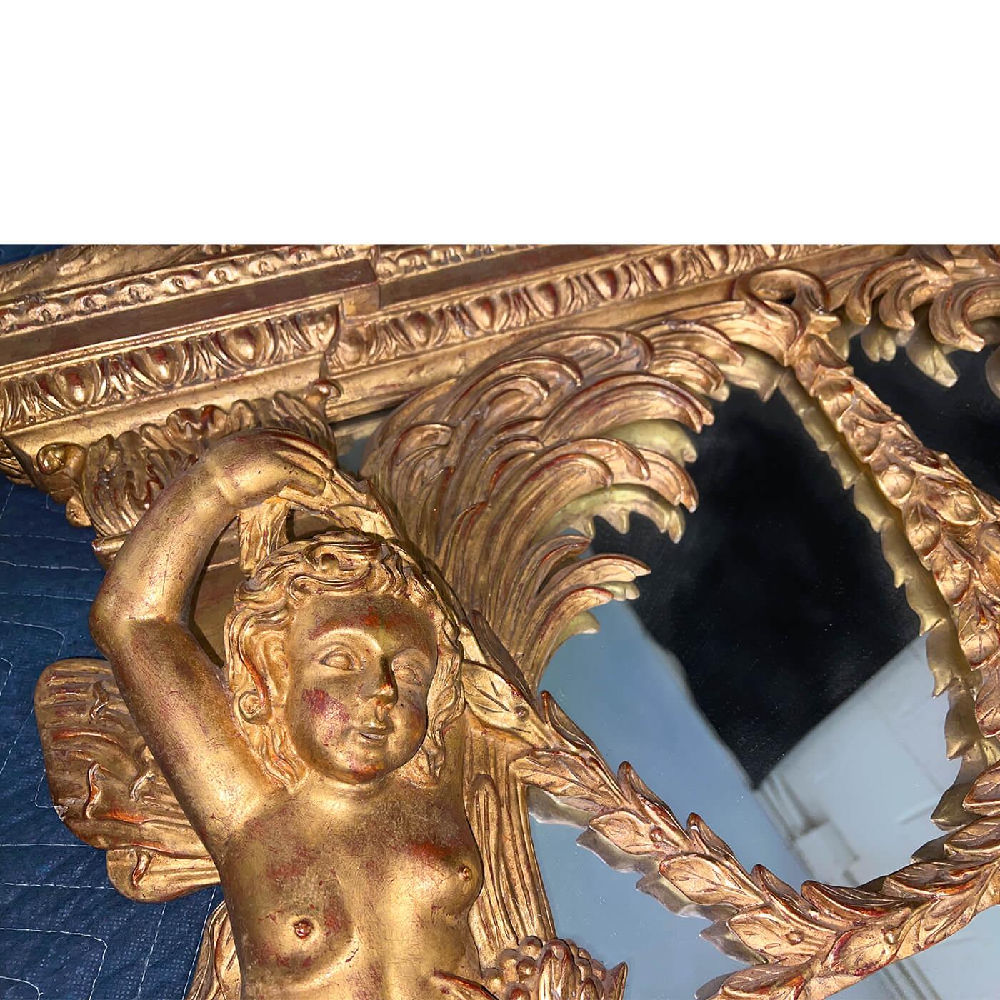 George II Style Carved Giltwood Mirror In Good Condition For Sale In Westwood, NJ