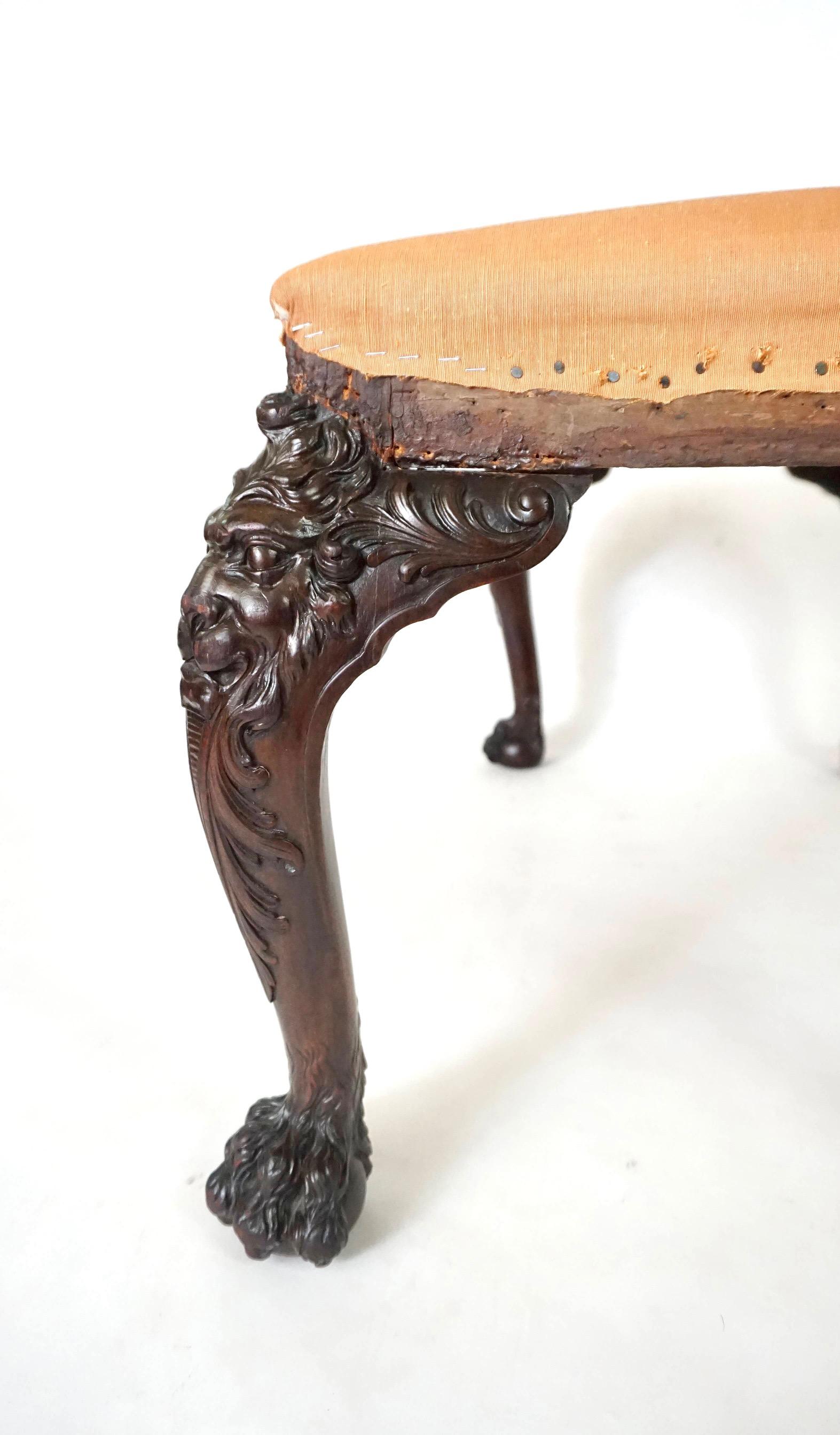 George II Style Carved Mahogany Long Stool or Bench by Henry Samuel, circa 1890 For Sale 2