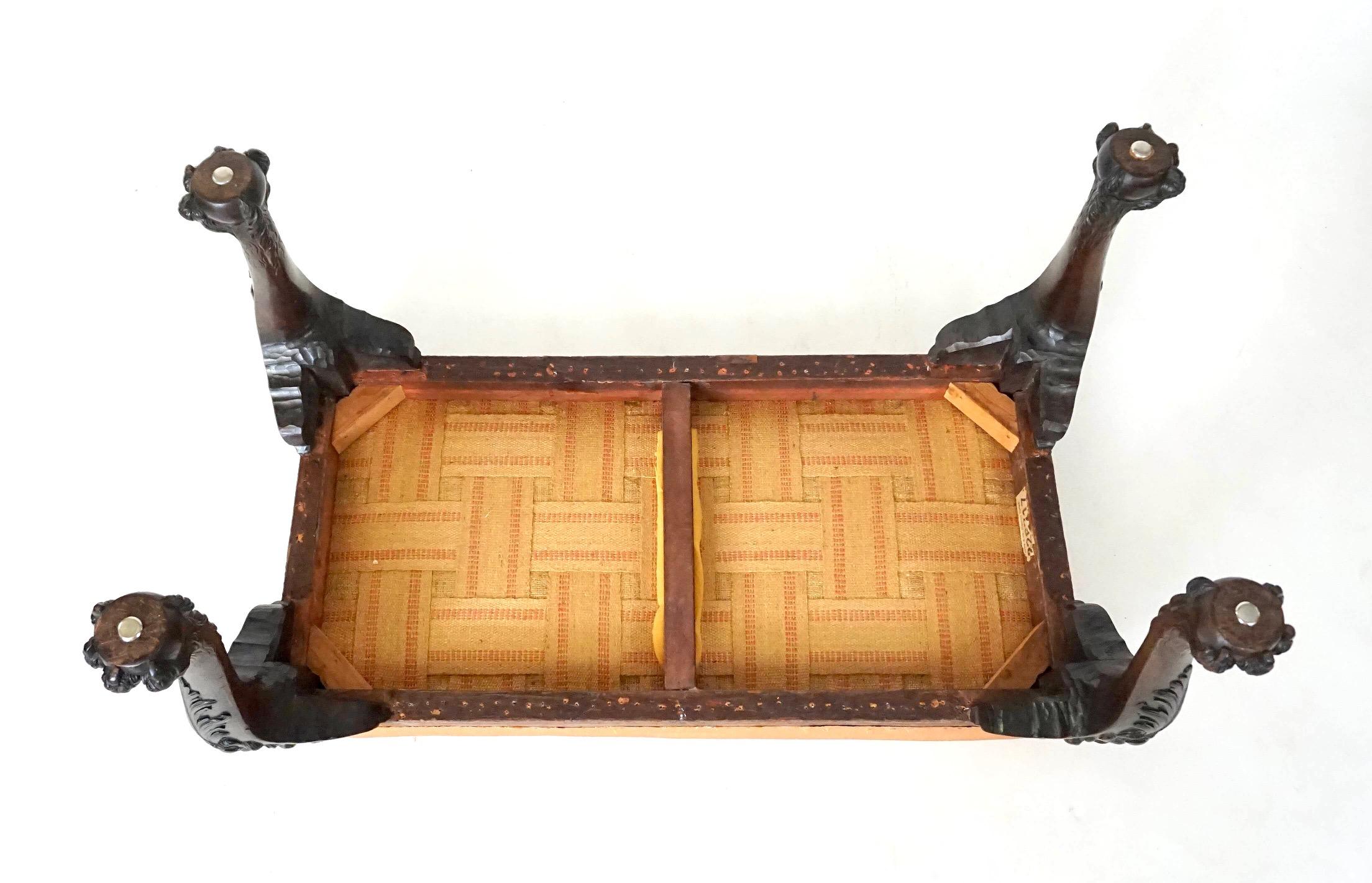George II Style Carved Mahogany Long Stool or Bench by Henry Samuel, circa 1890 For Sale 3