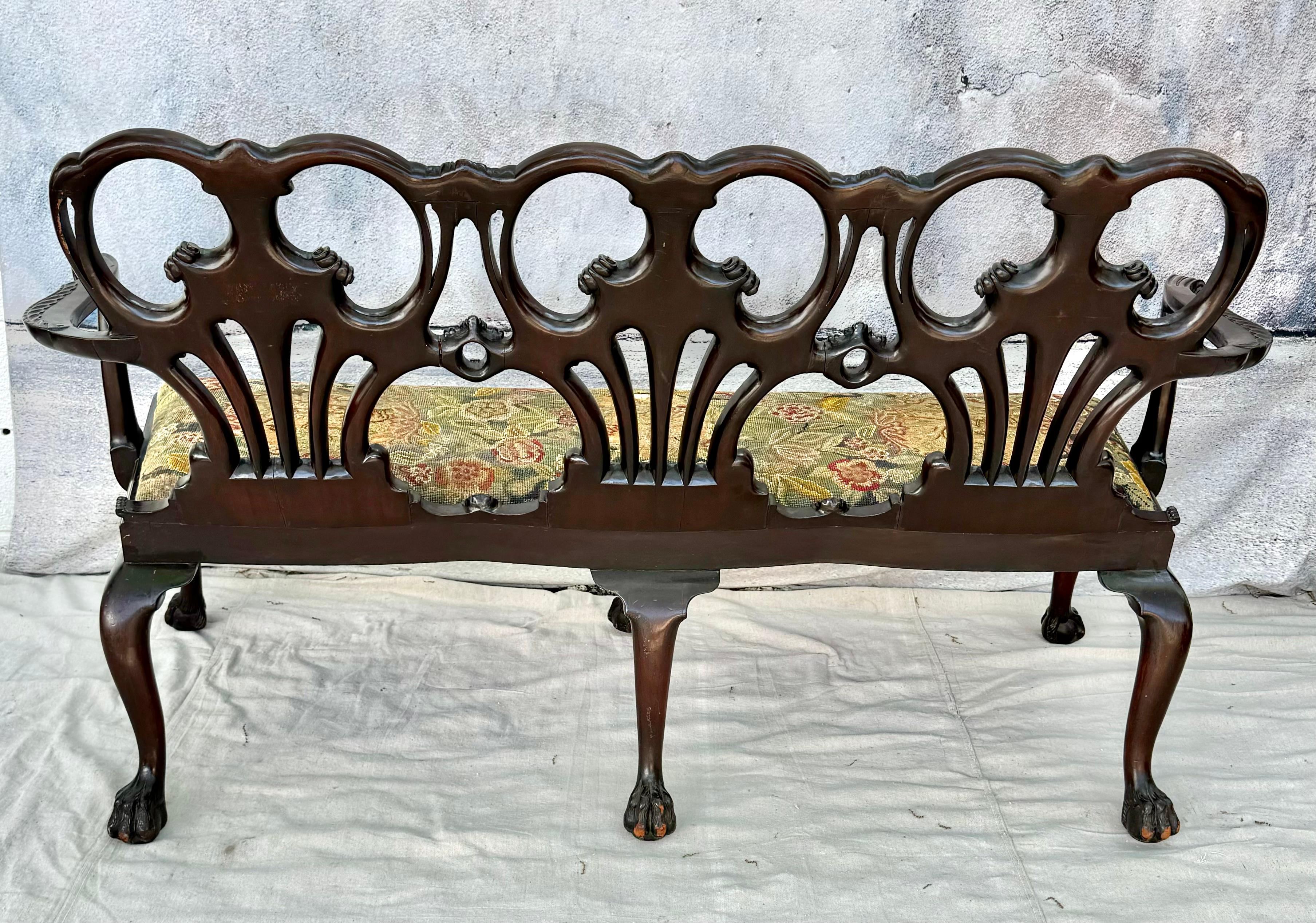 George II Style Carved Mahogany Triple-back Settee For Sale 3