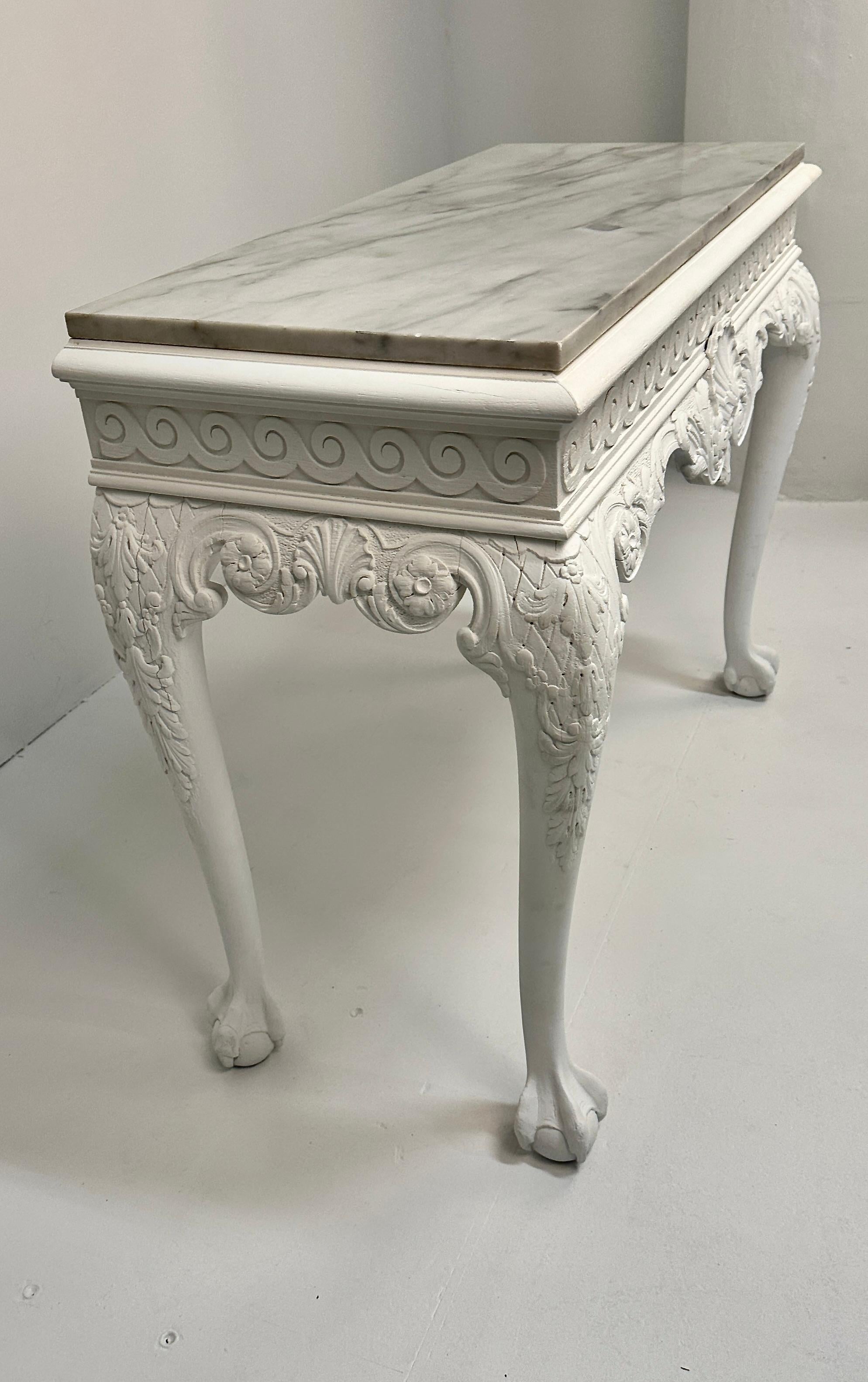George II Style Carved Wood Console w/ Marble Top 4