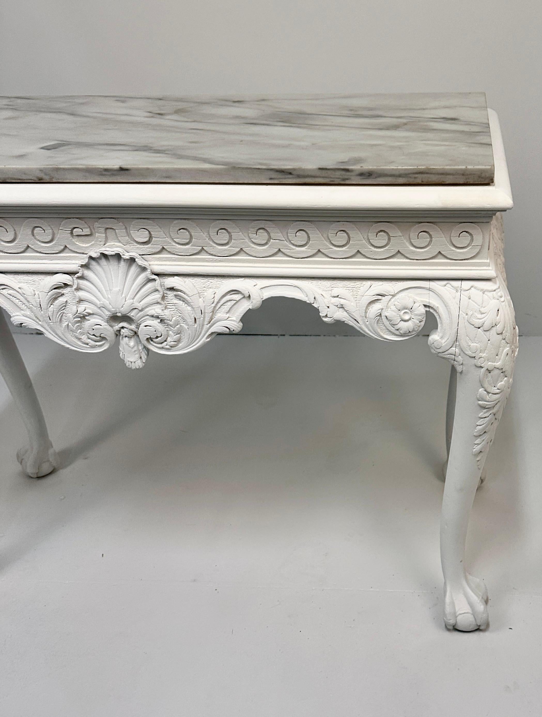 George II Style Carved Wood Console w/ Marble Top 5