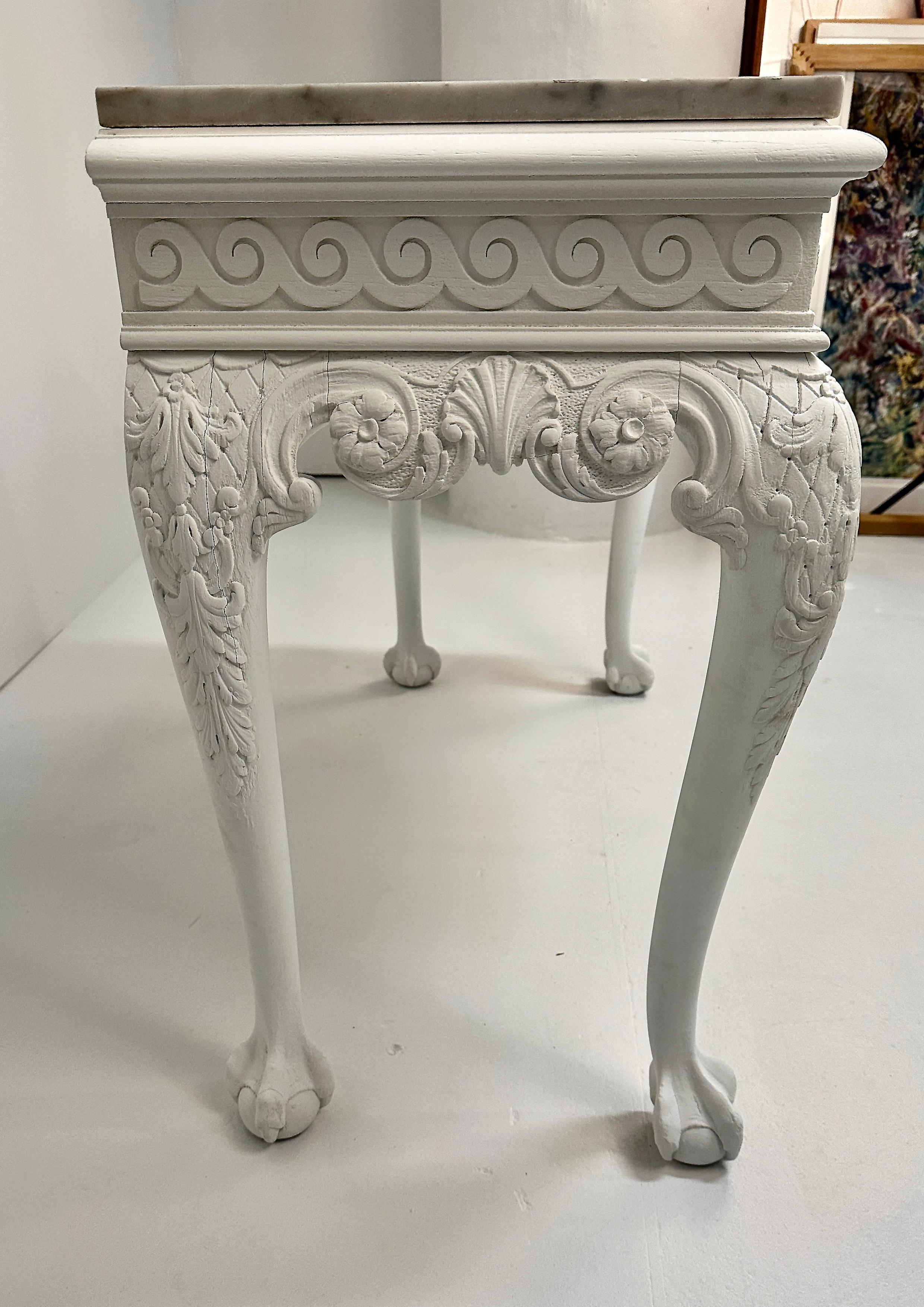 George II Style Carved Wood Console w/ Marble Top 6
