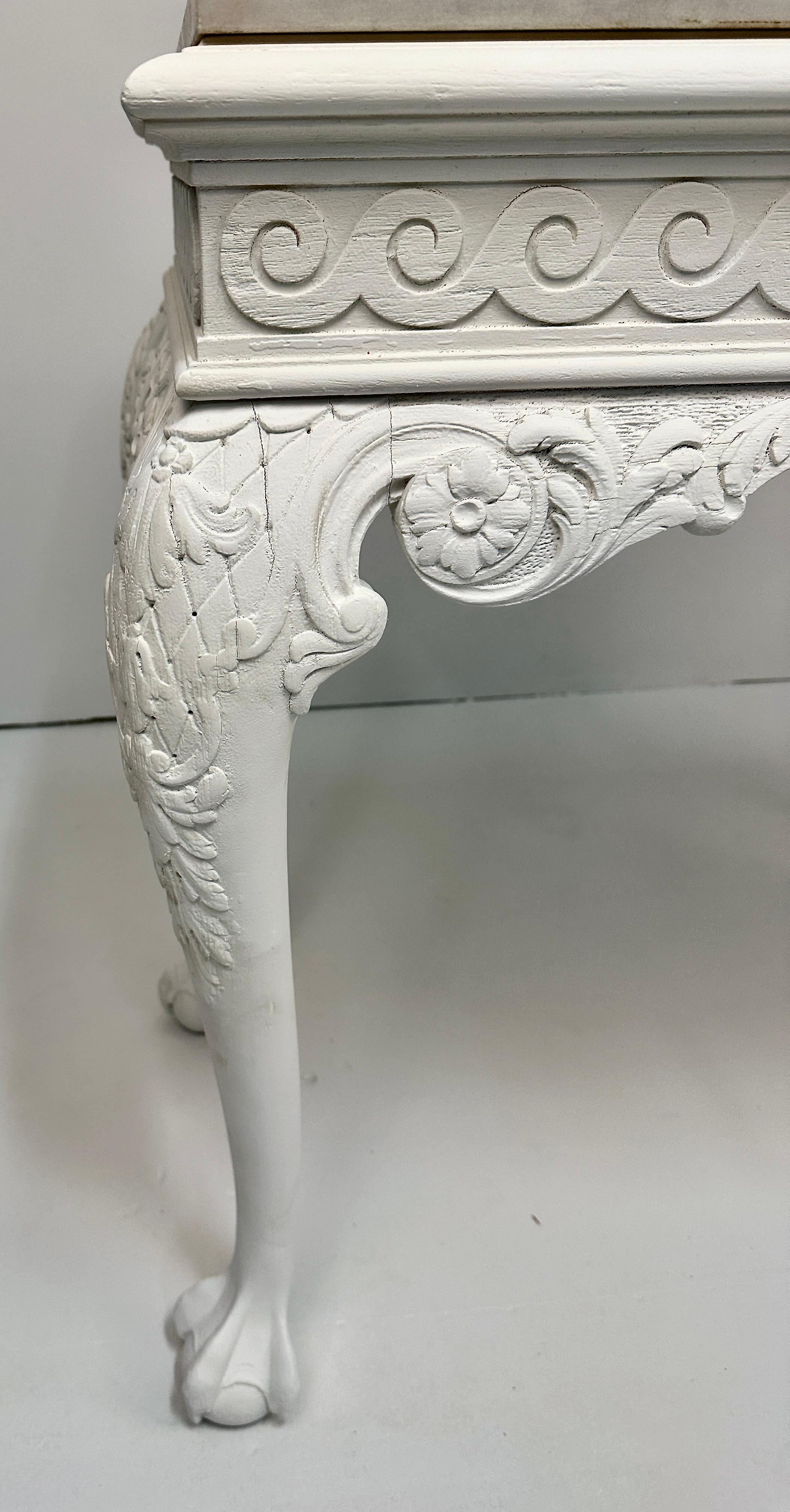 George II Style Carved Wood Console w/ Marble Top 7