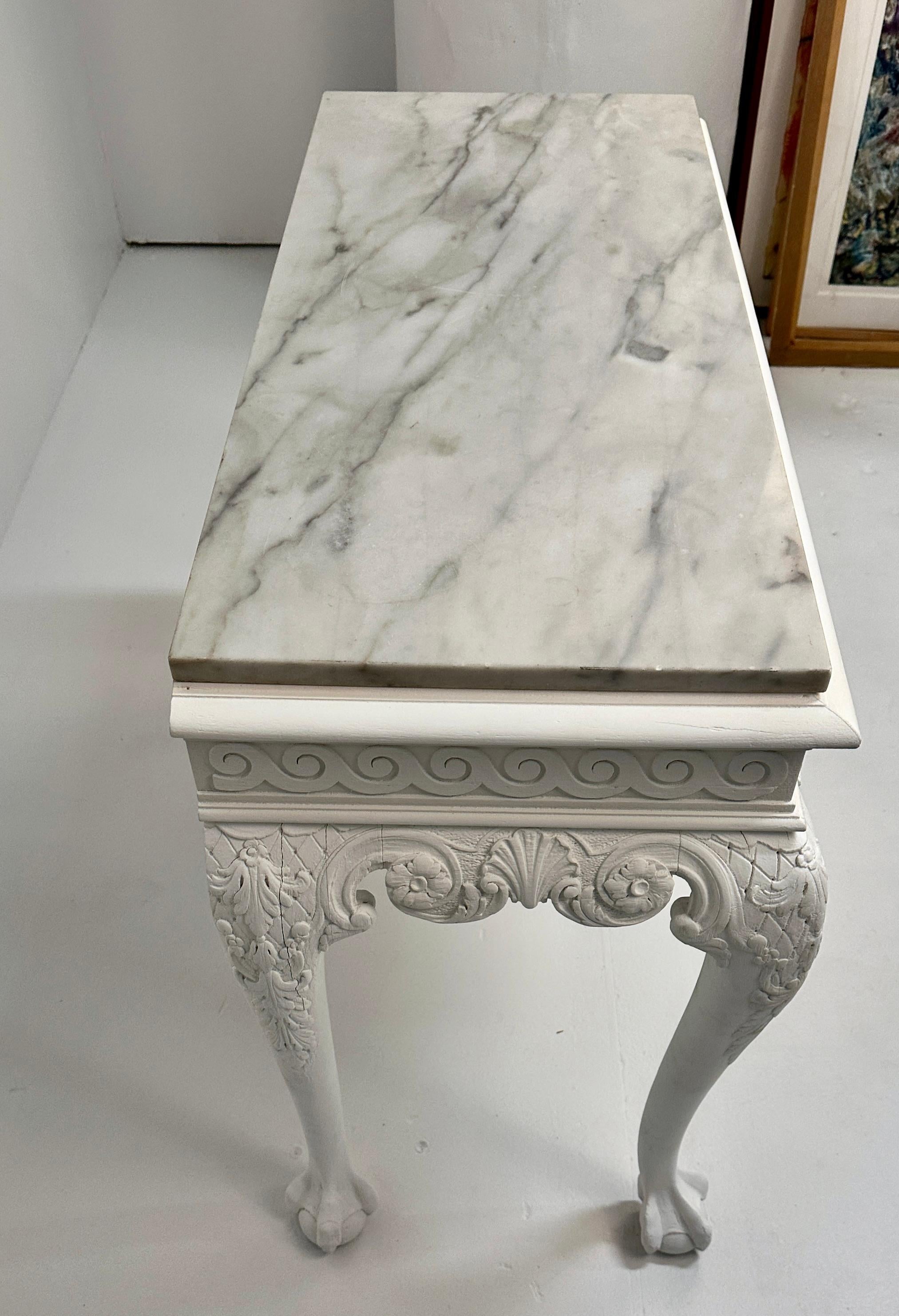 George II Style Carved Wood Console w/ Marble Top 3