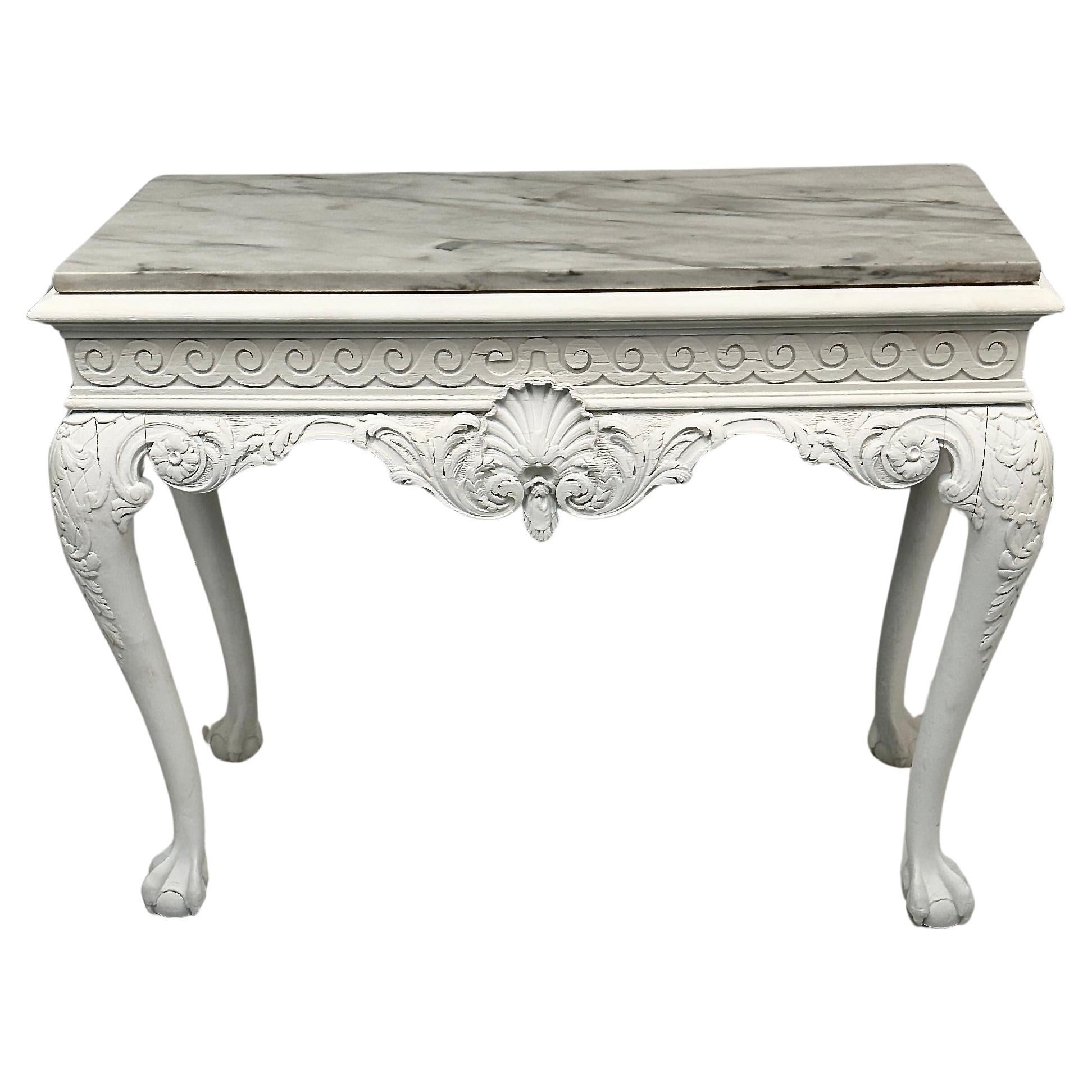 George II Style Carved Wood Console w/ Marble Top