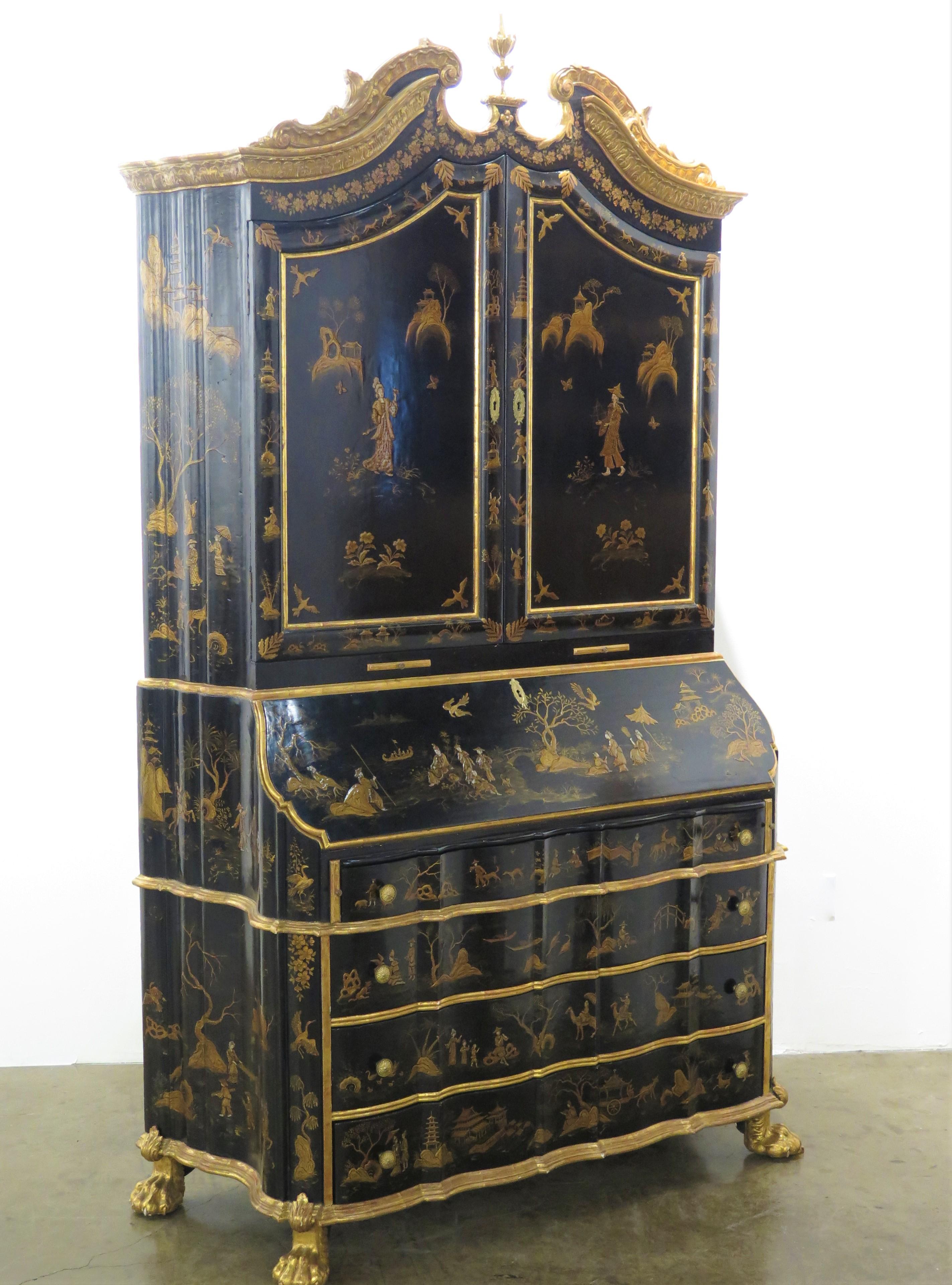 George II-Style Chinoiserie Secretary / Collector's Cabinet by Antonio's SF For Sale 4