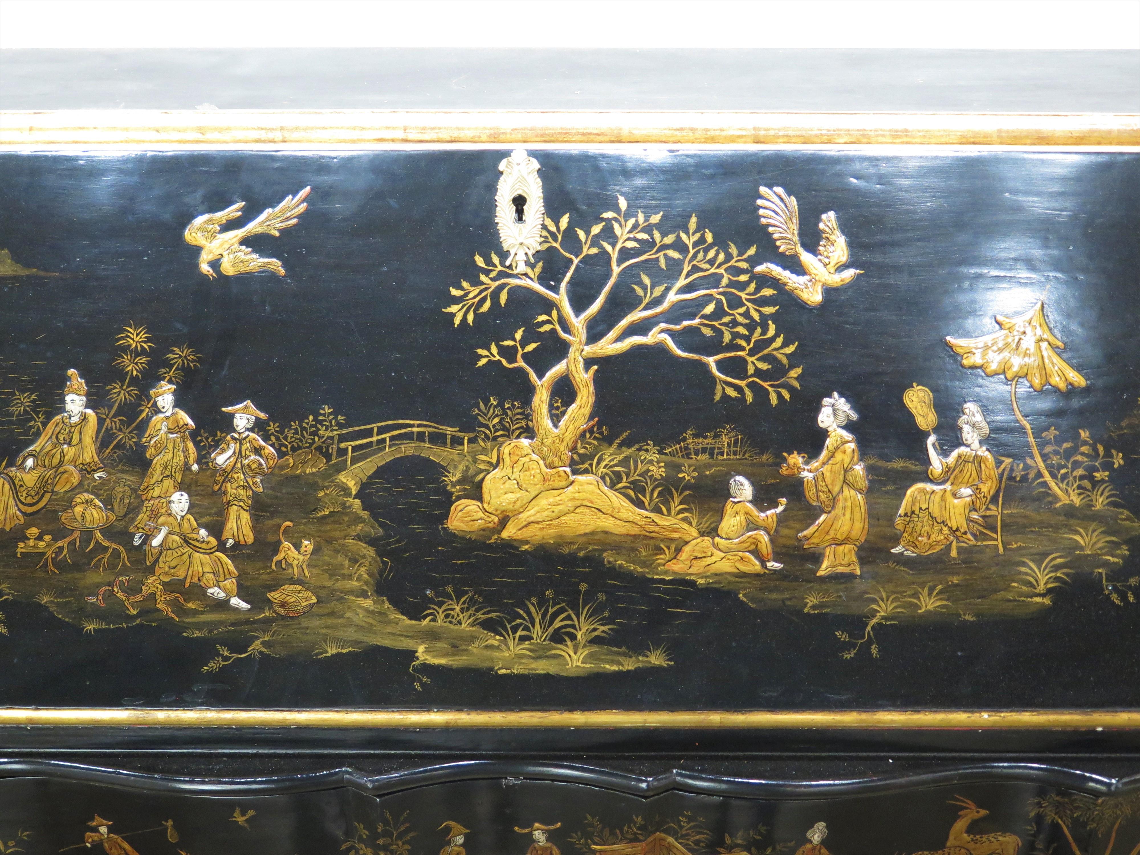 George II-Style Chinoiserie Secretary / Collector's Cabinet by Antonio's SF For Sale 12