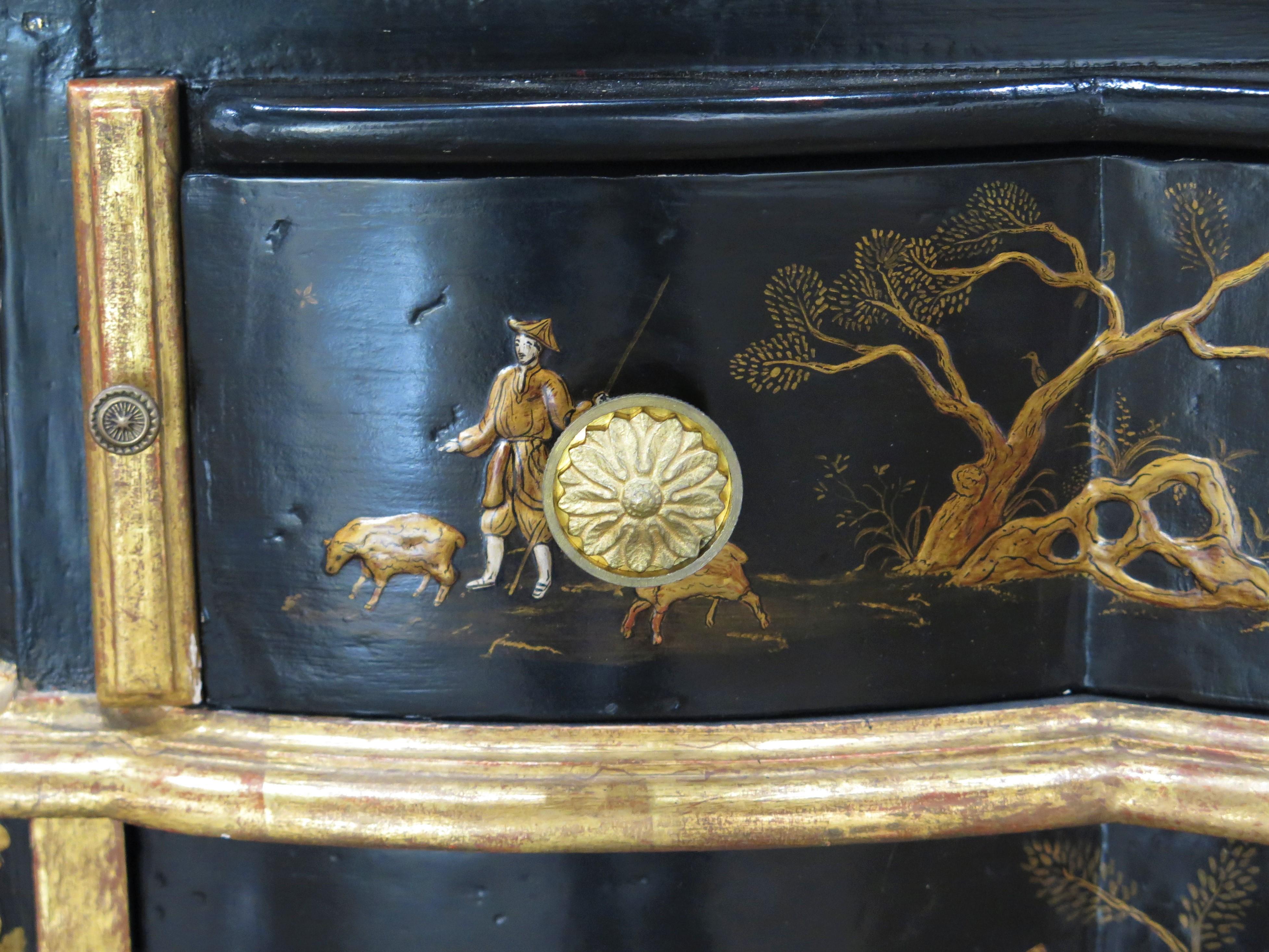 George II-Style Chinoiserie Secretary / Collector's Cabinet by Antonio's SF For Sale 13