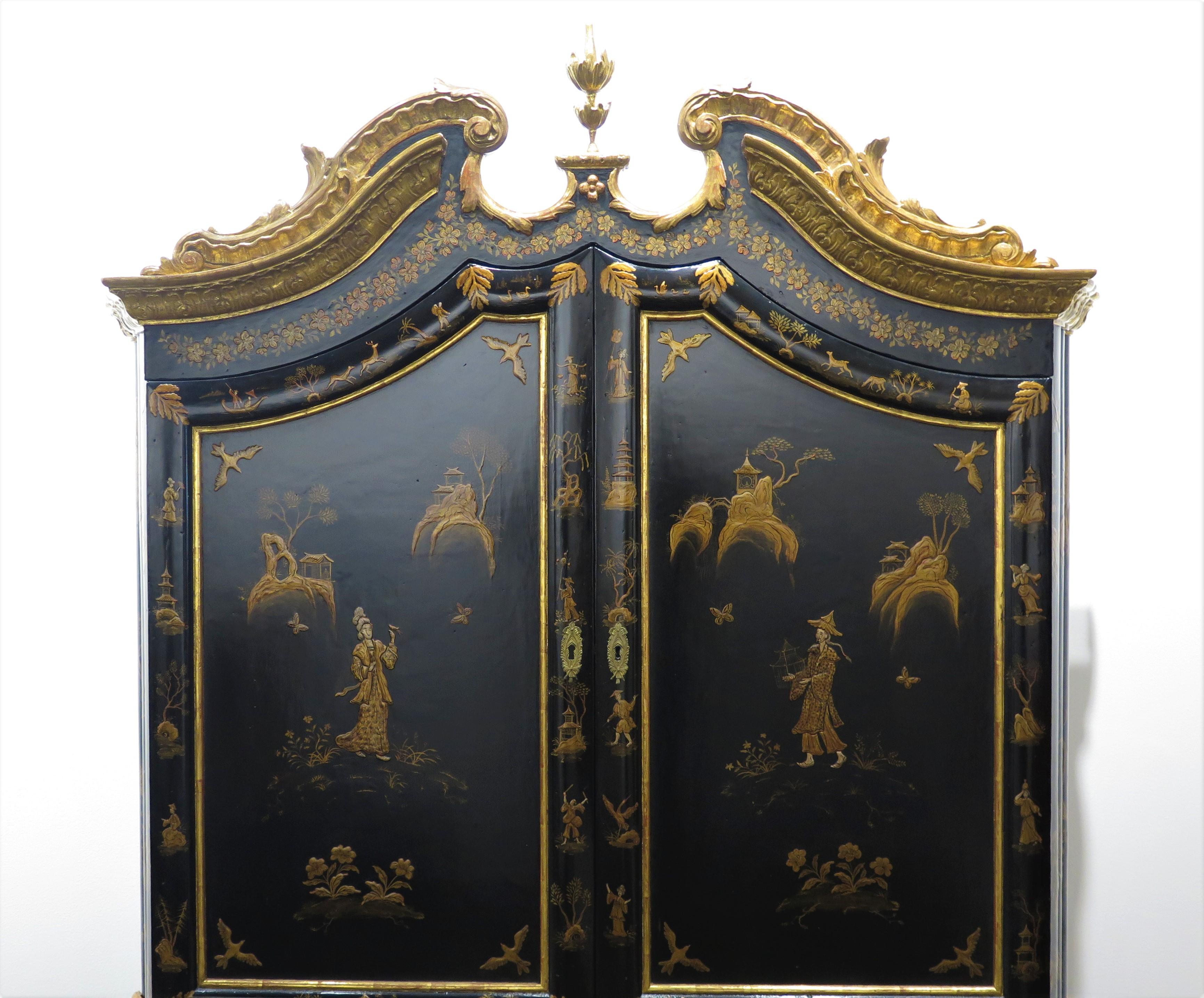 20th Century George II-Style Chinoiserie Secretary / Collector's Cabinet by Antonio's SF For Sale