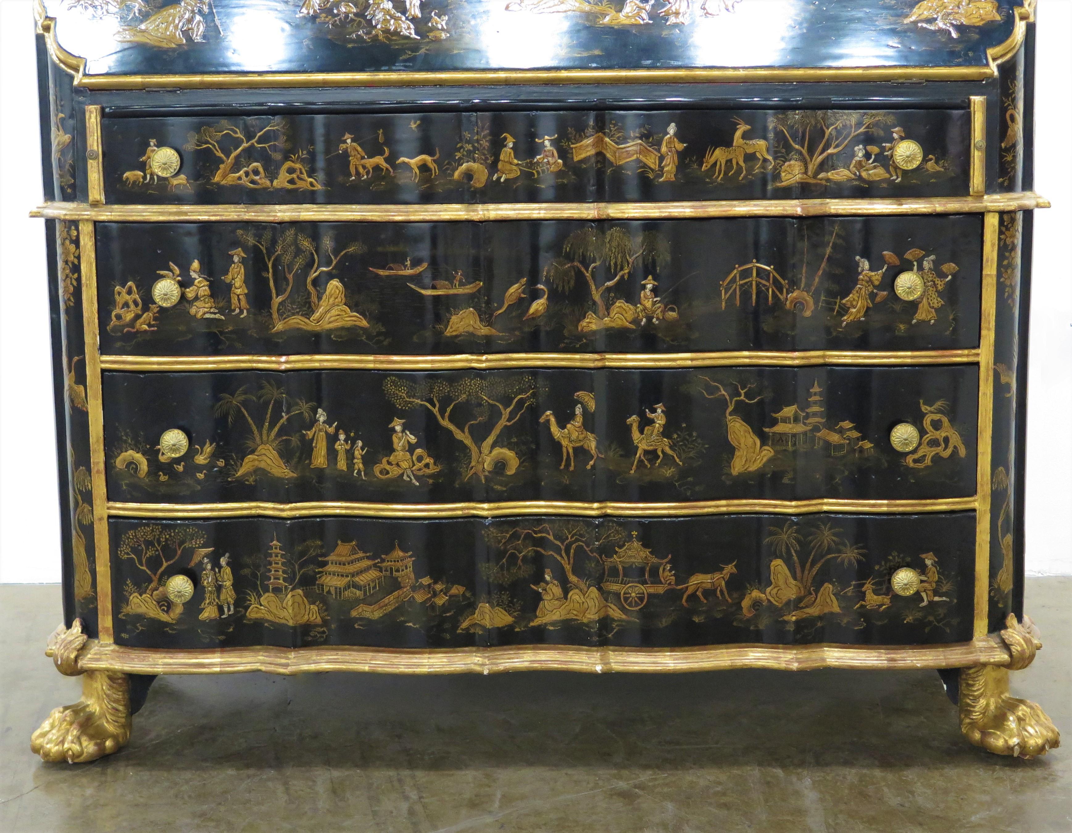 George II-Style Chinoiserie Secretary / Collector's Cabinet by Antonio's SF For Sale 1