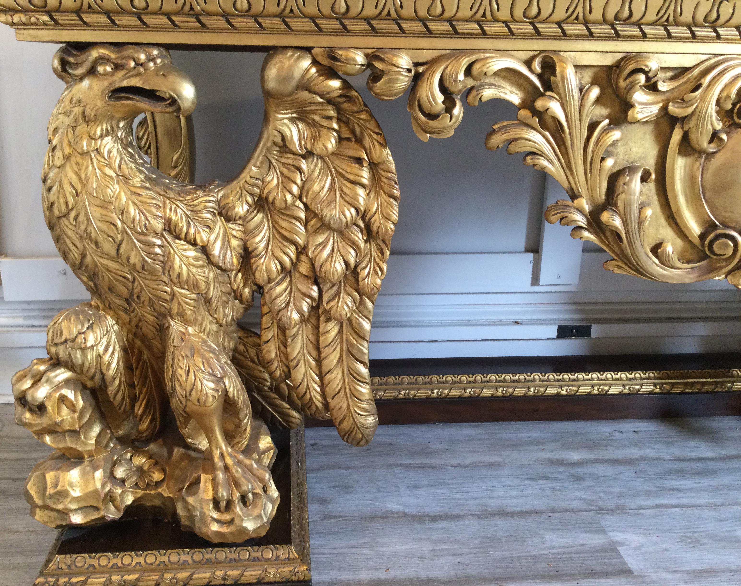 George II Style Gilt Carved Wood Antique Console with Marble Top, Circa 1926 2