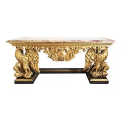 George II Style Gilt Carved Wood Antique Console with Marble Top, Circa 1926