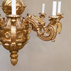 Lampadario in legno dorato in stile Giorgio II, ispirato a William Kent