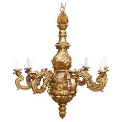 Lampadario in legno dorato in stile Giorgio II, ispirato a William Kent