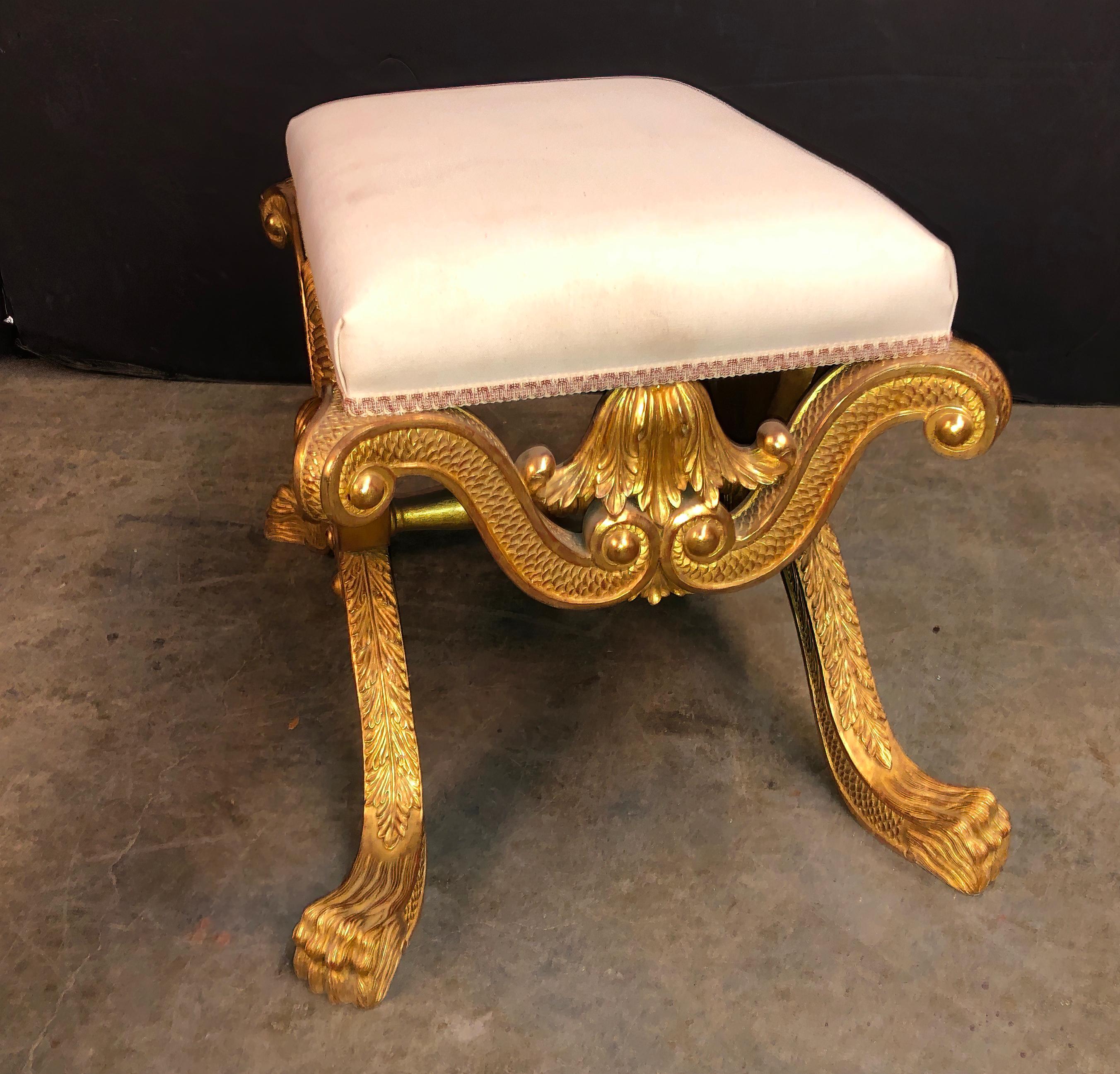 George II Style Giltwood Stool In Fair Condition In Westwood, NJ