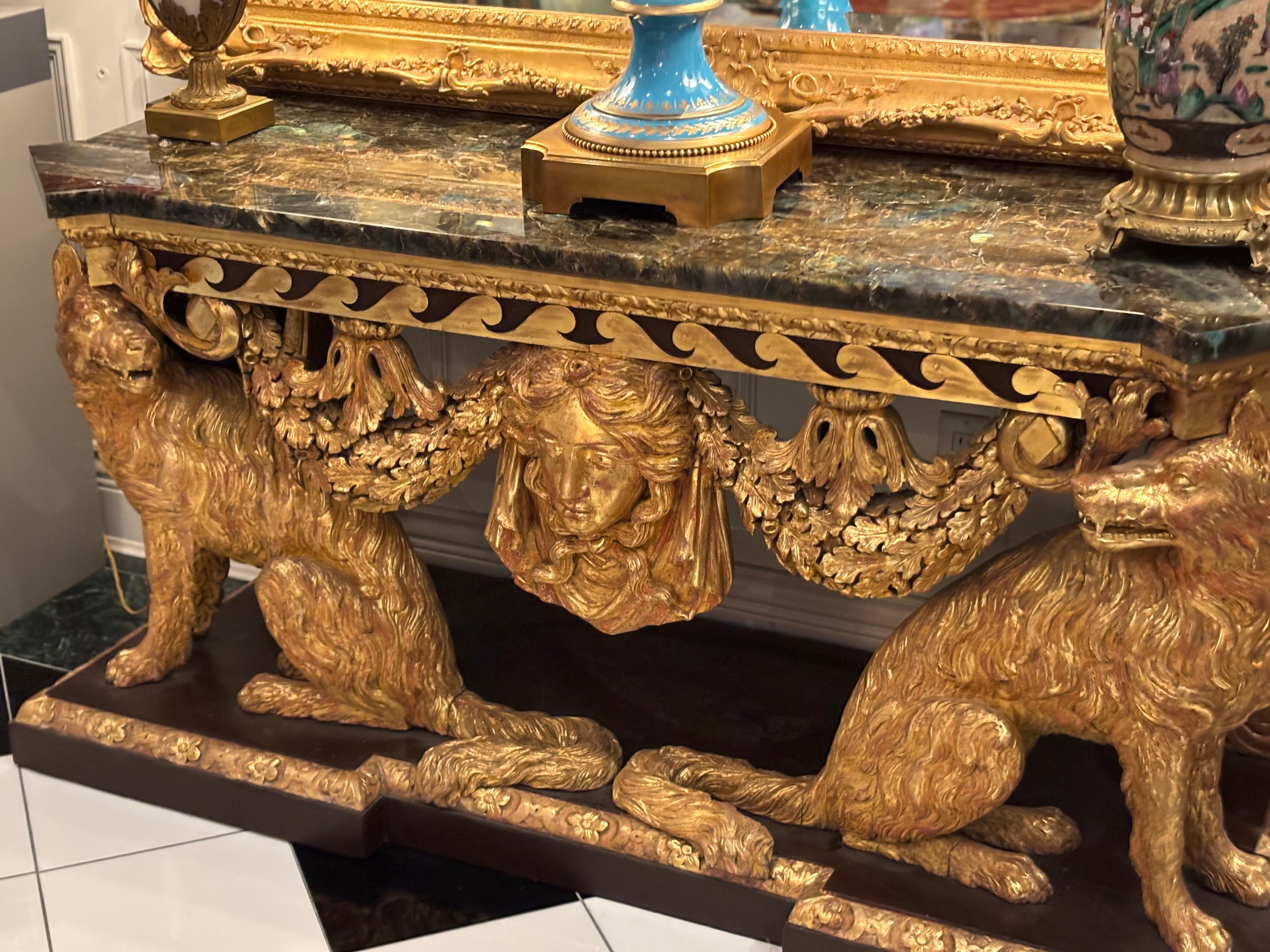 Console loup en bois doré de style George II de Lenygon and Co d'après William Kent en vente 7