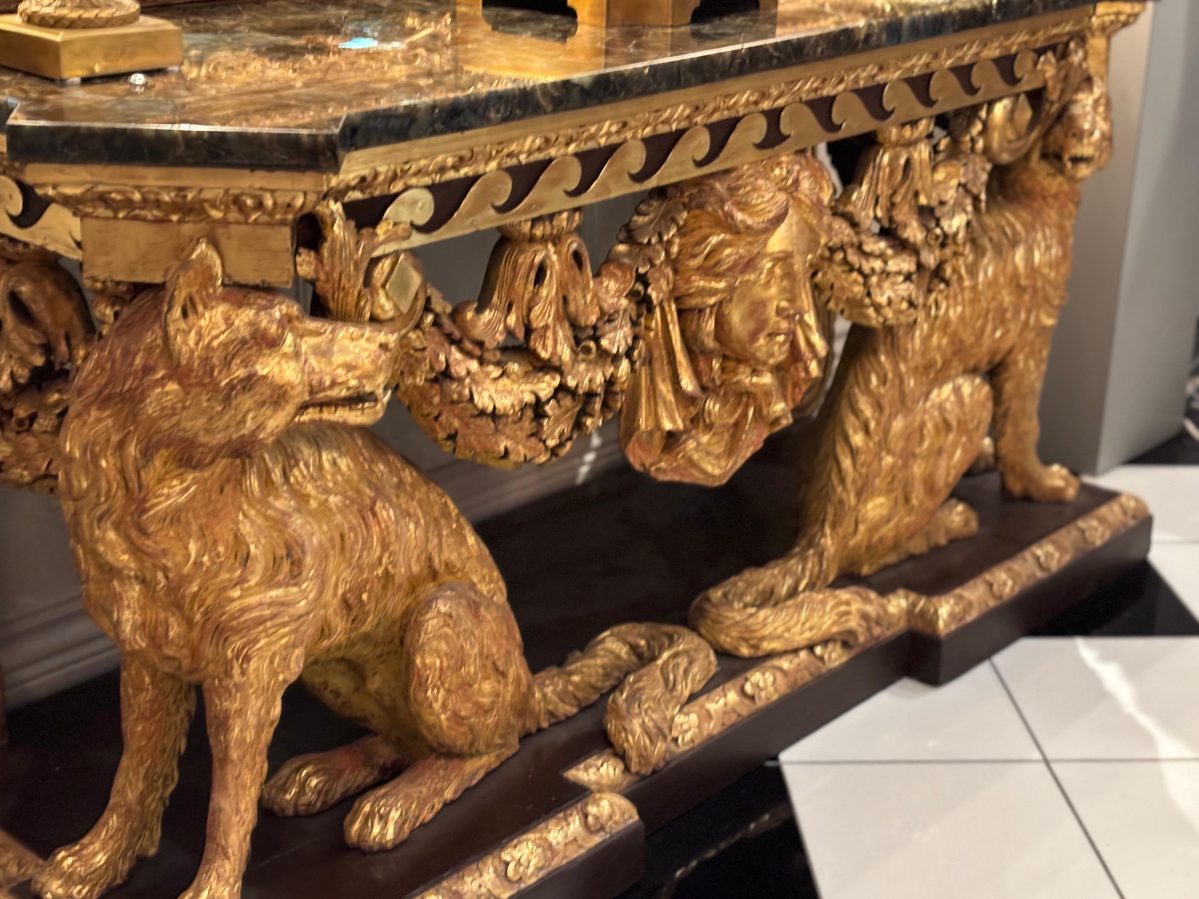 Console loup en bois doré de style George II de Lenygon and Co d'après William Kent en vente 9
