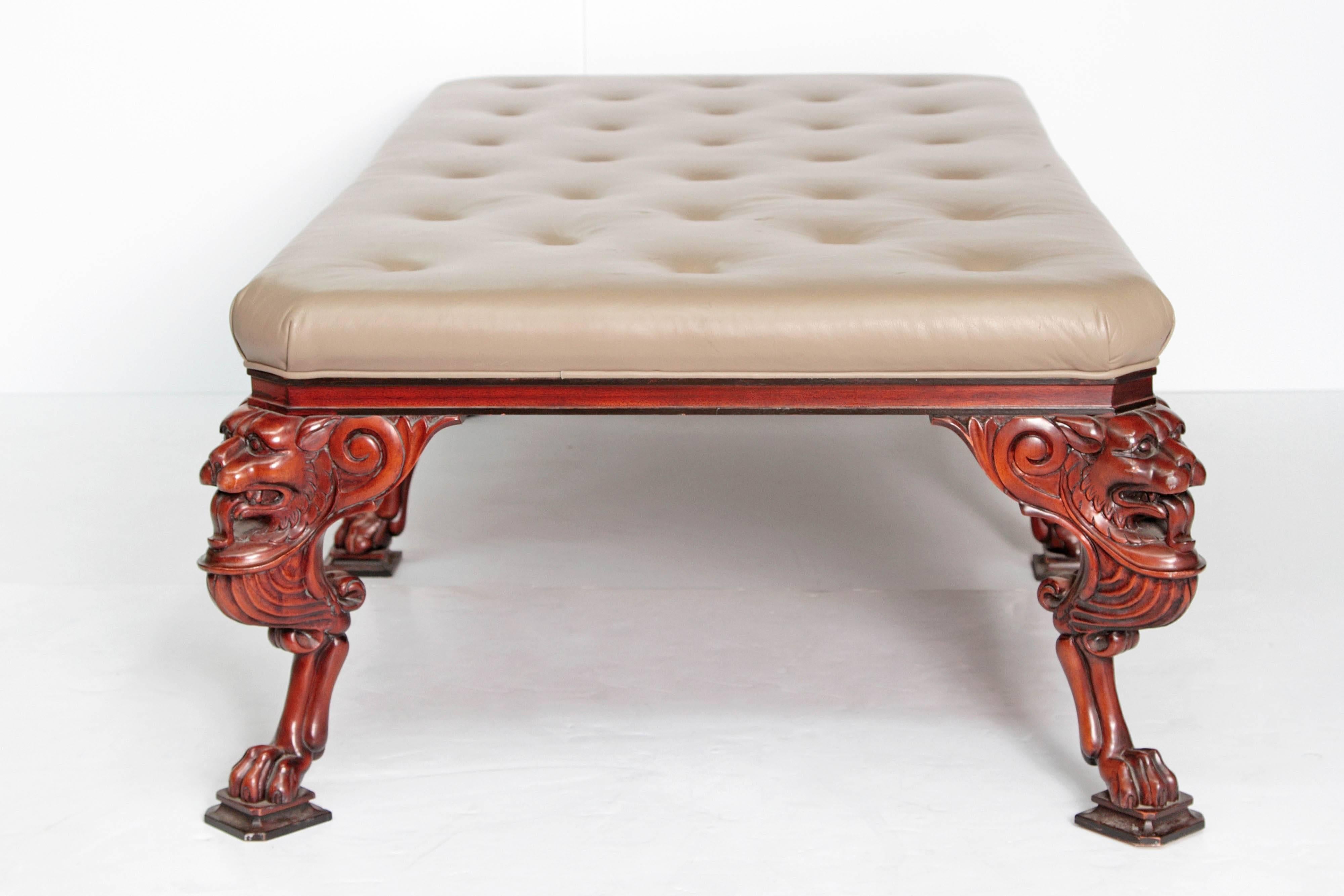 20th Century George II Style Large Upholstered Bench by Baker