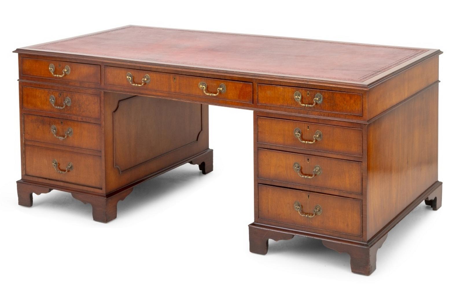 20th Century George II Style Leather Top Walnut Desk For Sale