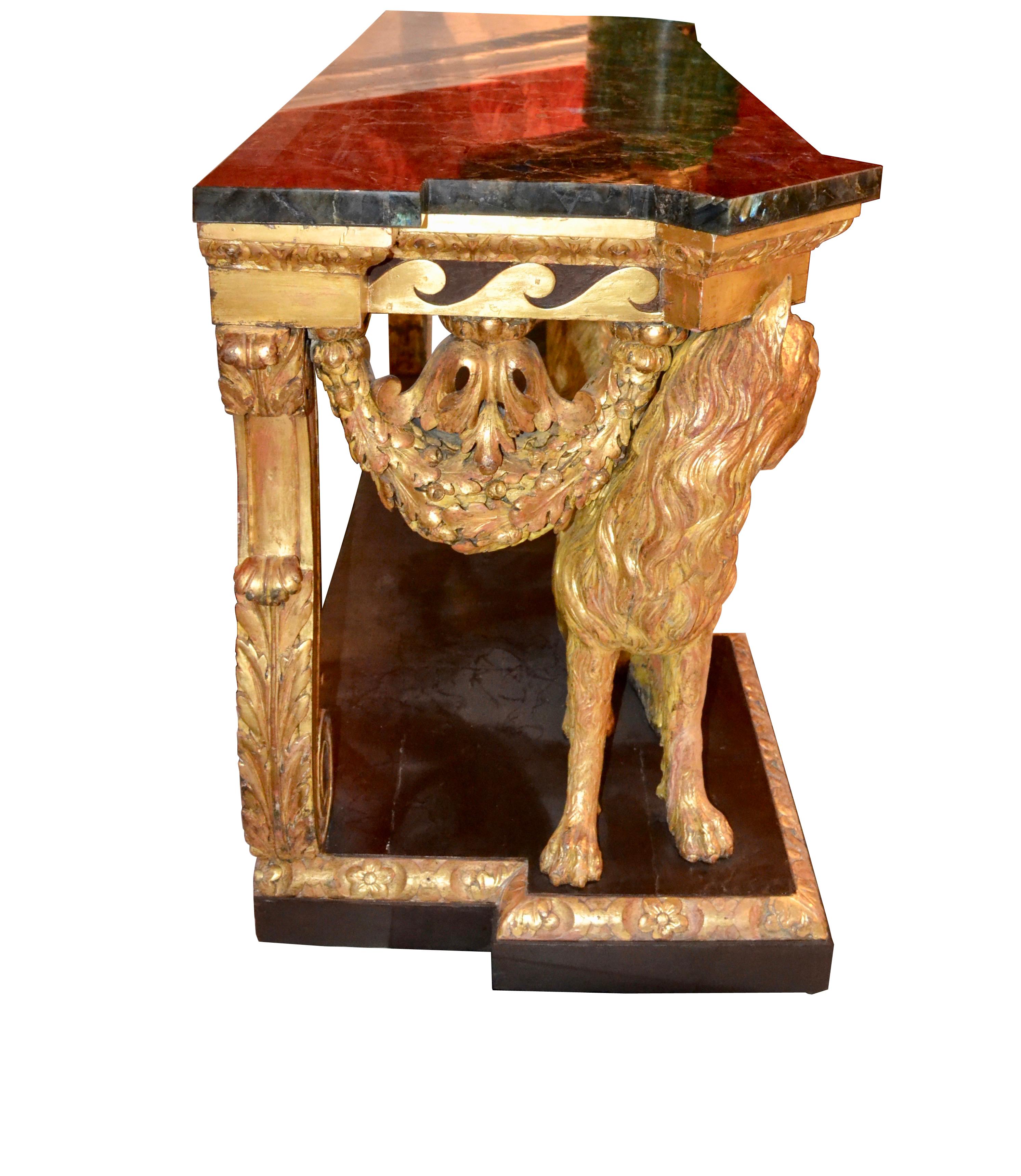 carved wolf table