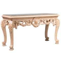 Vintage George II Style Limed Pine Console With Green Marble Top