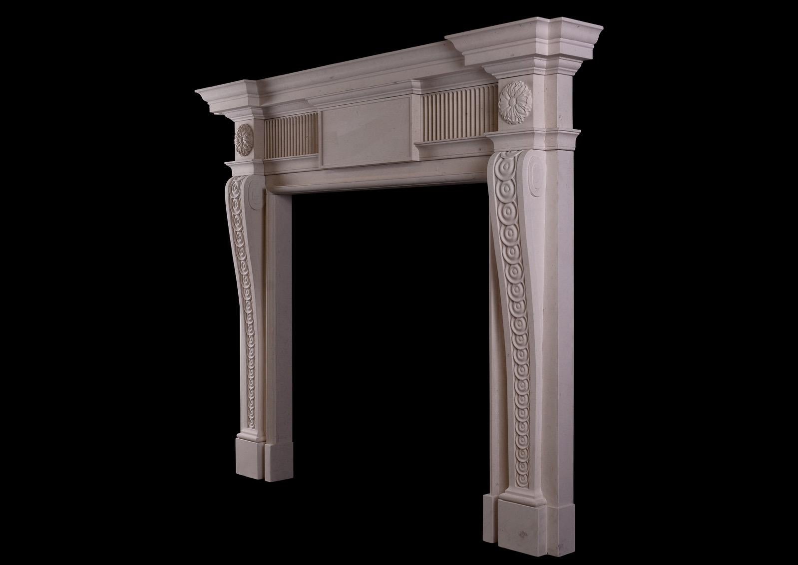 20th Century George II Style Lincoln Stone Fireplace For Sale