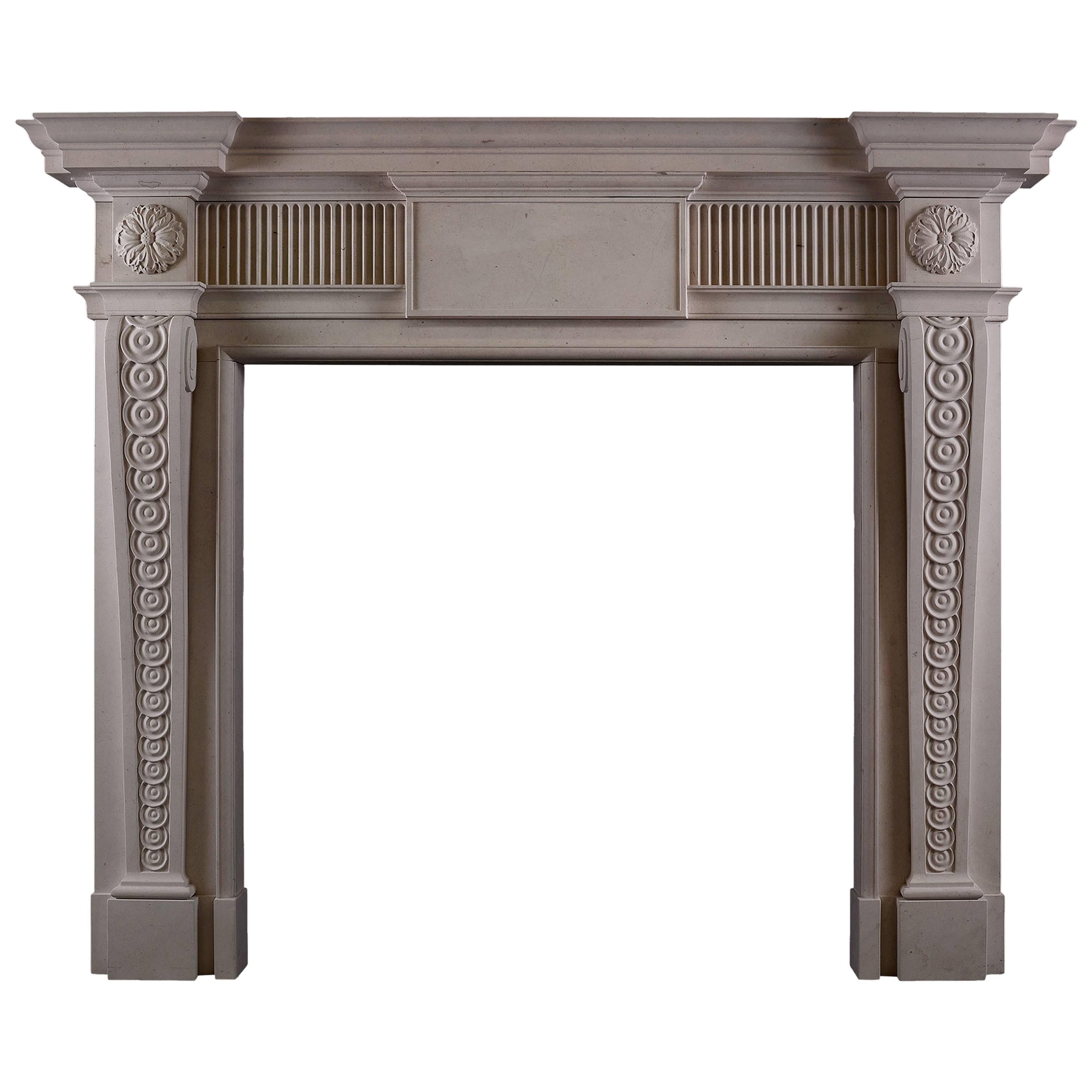 George II Style Lincoln Stone Fireplace