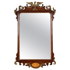 Specchio in mogano e legno dorato in stile Giorgio II