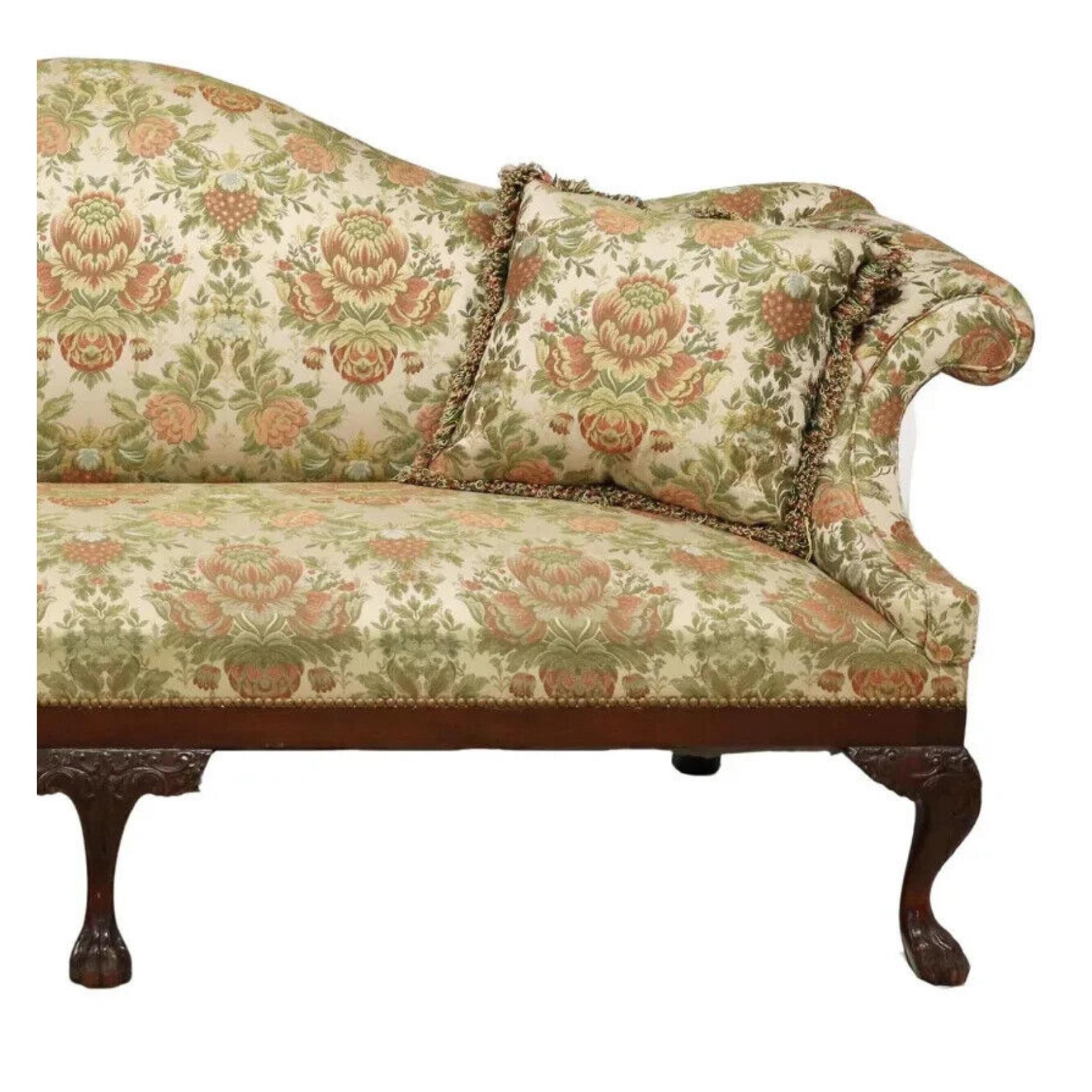 Carved George II Style, Mahogany, Camelback, Floral Pattern, Vintage / Antique Sofa