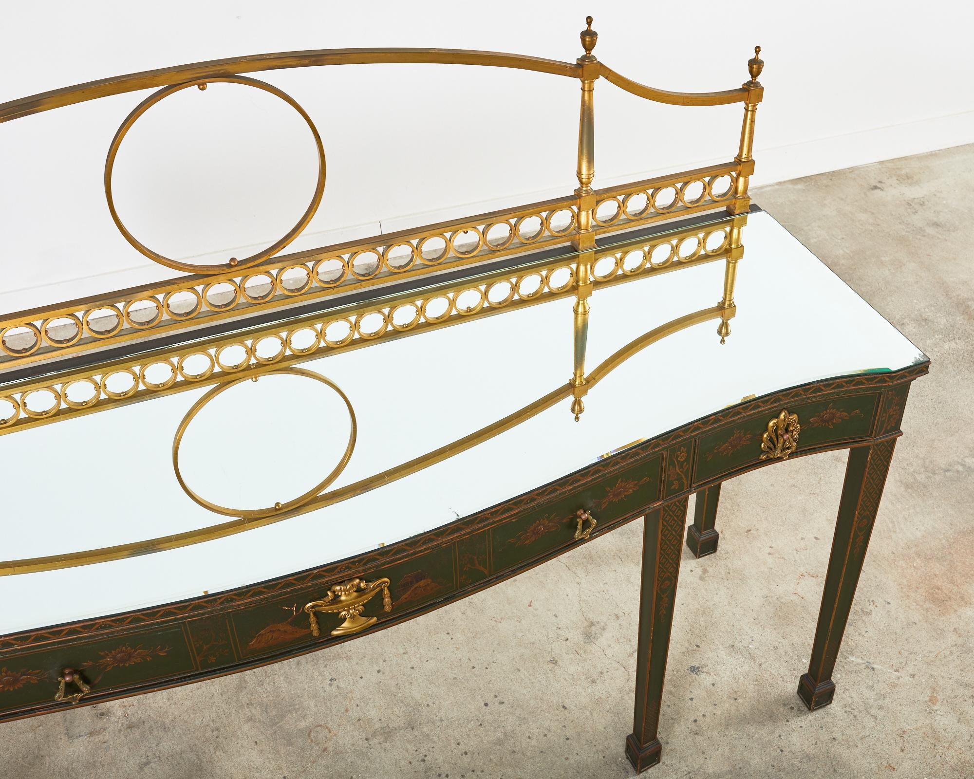 19th Century George II Style Mahogany Chinese Chippendale Lacquered Huntboard Sideboard For Sale