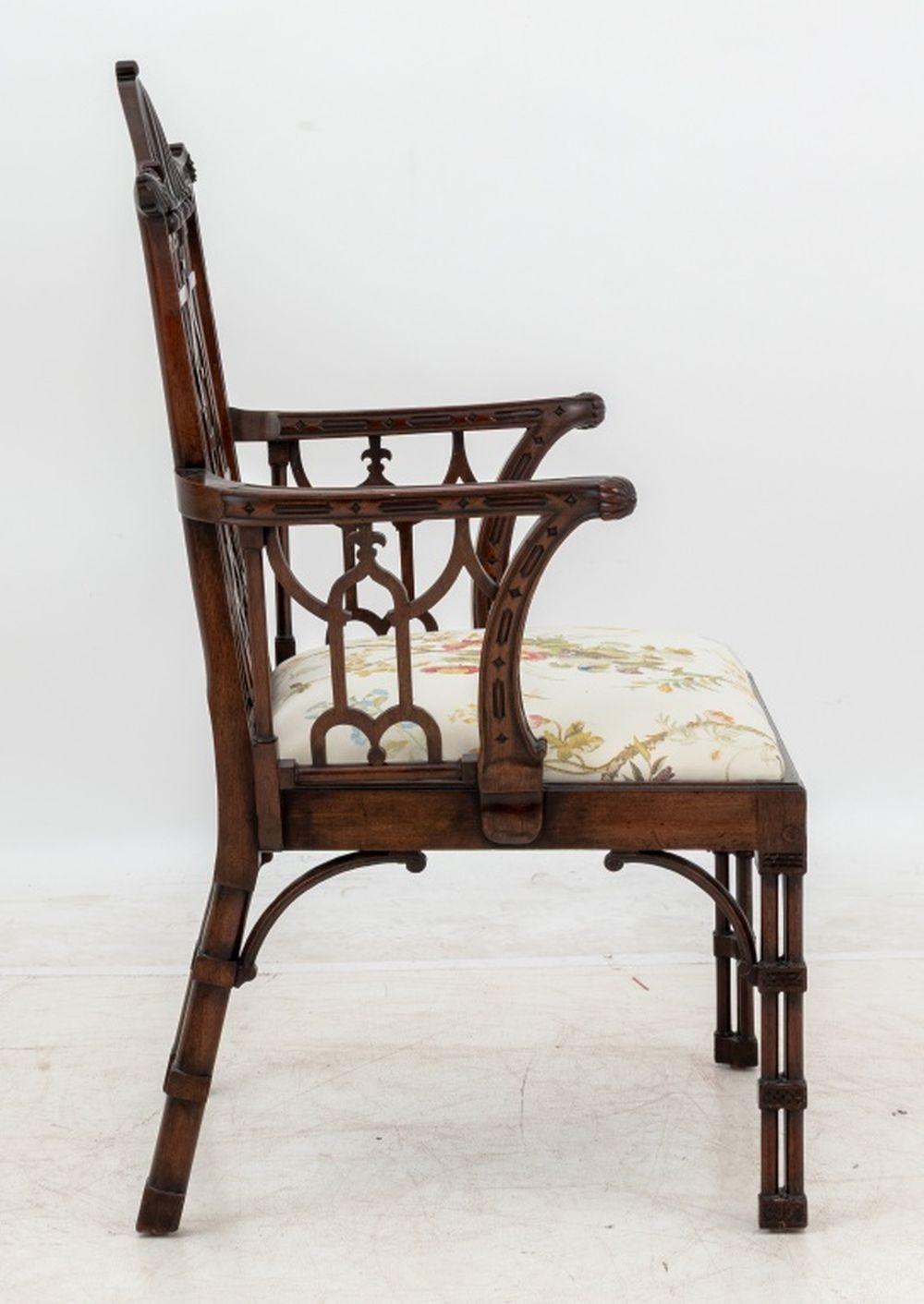 George II Style Mahogany Chinoiserie Armchair For Sale 2