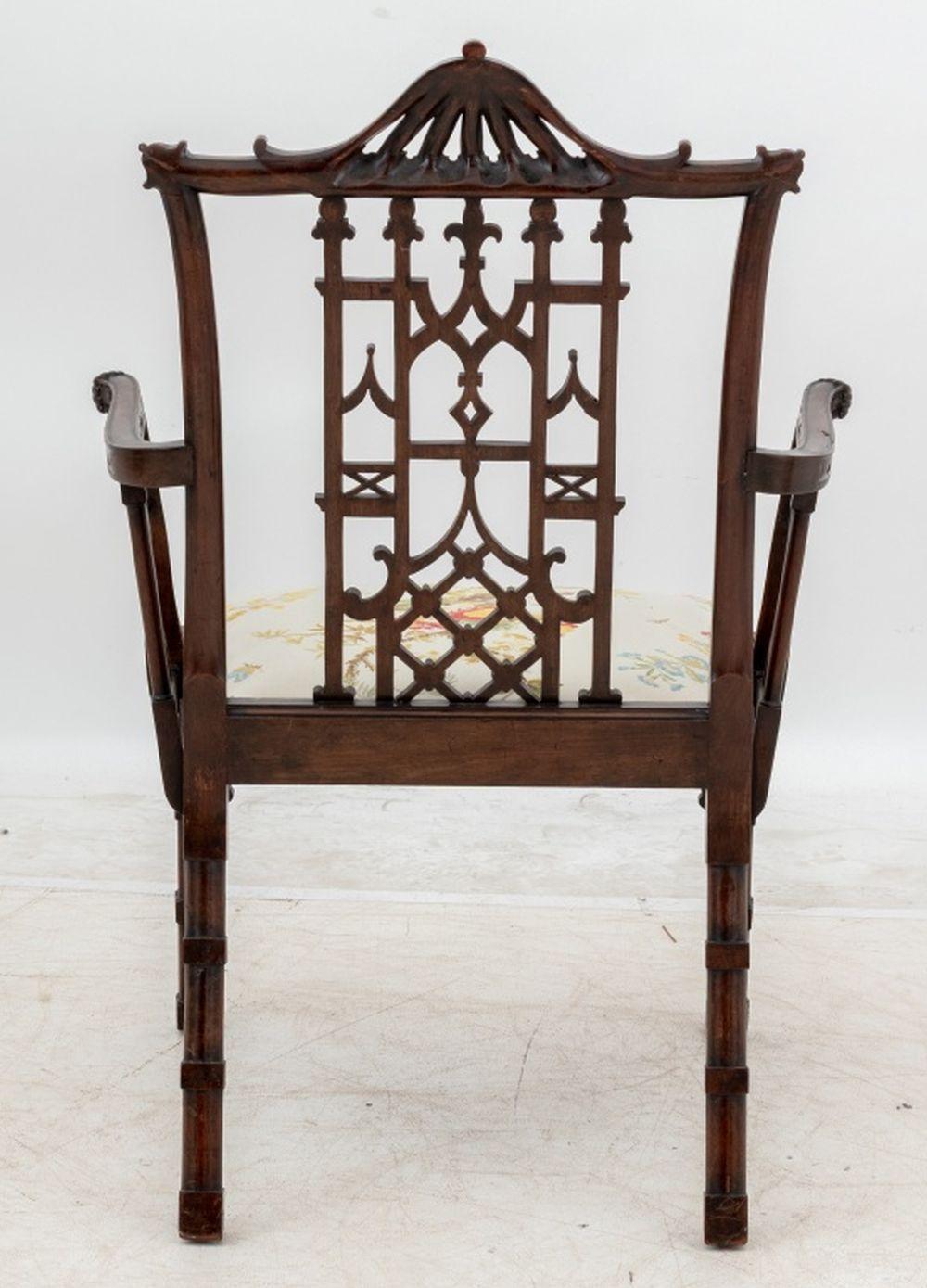 George II Style Mahogany Chinoiserie Armchair For Sale 3