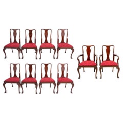 George II Style Mahogany Dining Chairs, 12