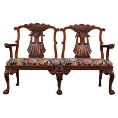 Antique George II Style Mahogany Double Chair Settee
