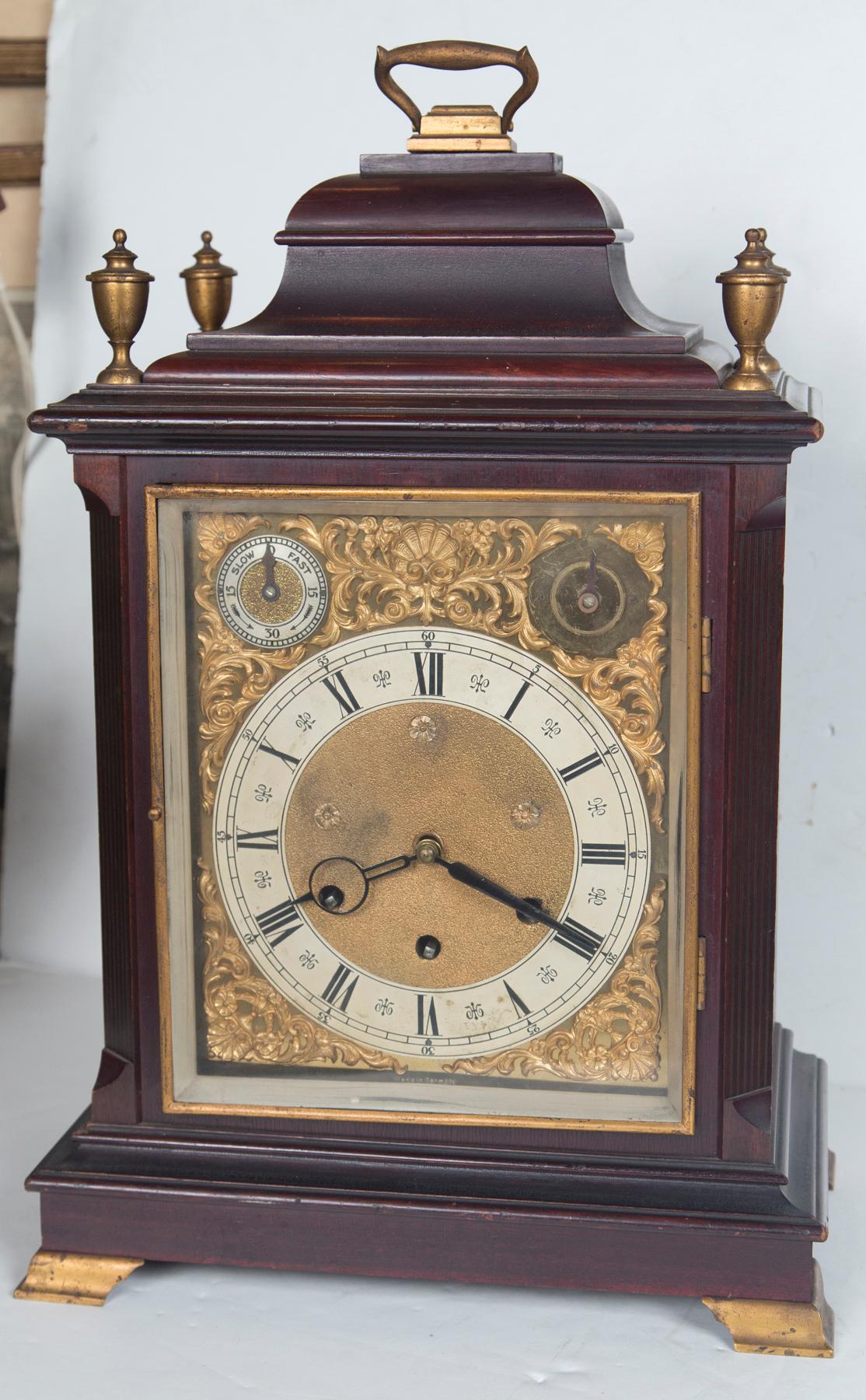 German George II Style Mahogany Mantel or Bracket Clock For Sale