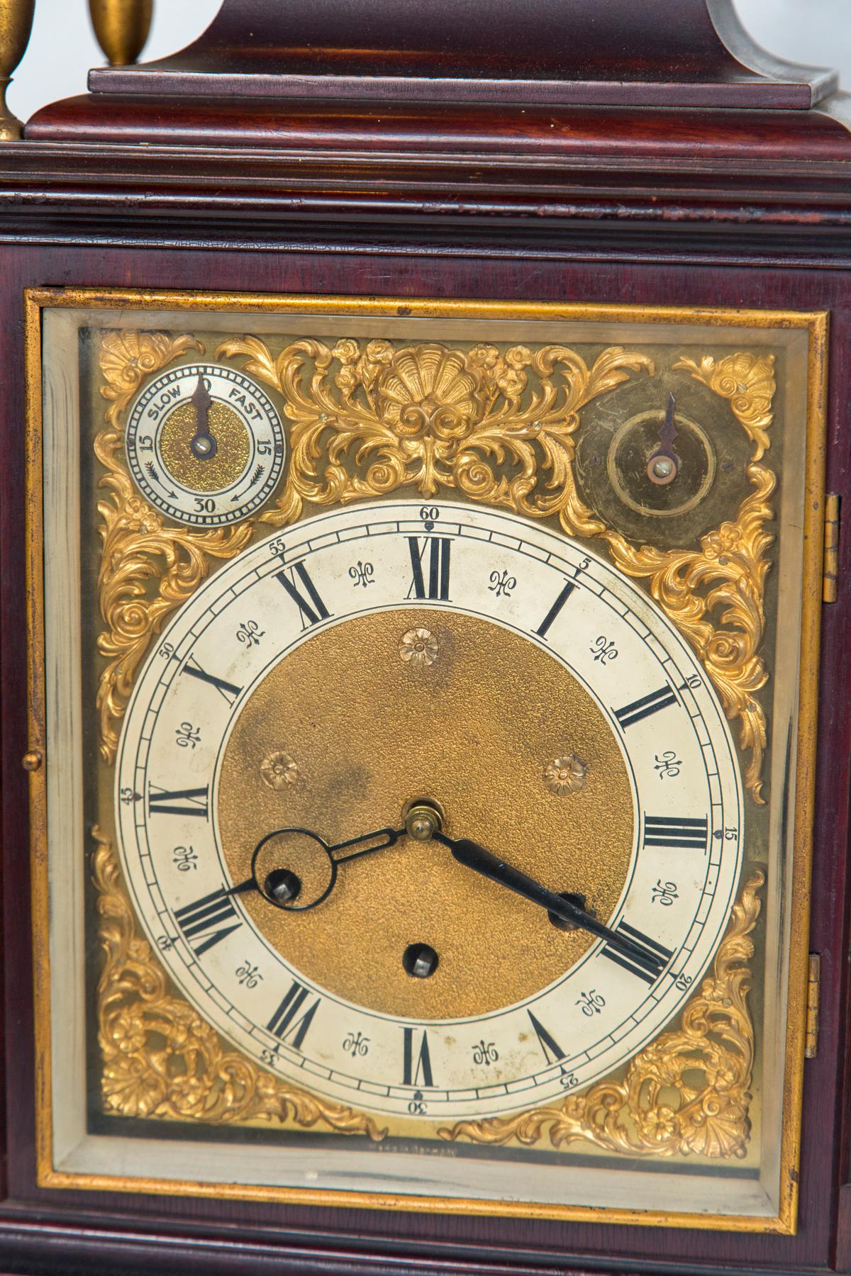 Hand-Crafted George II Style Mahogany Mantel or Bracket Clock For Sale