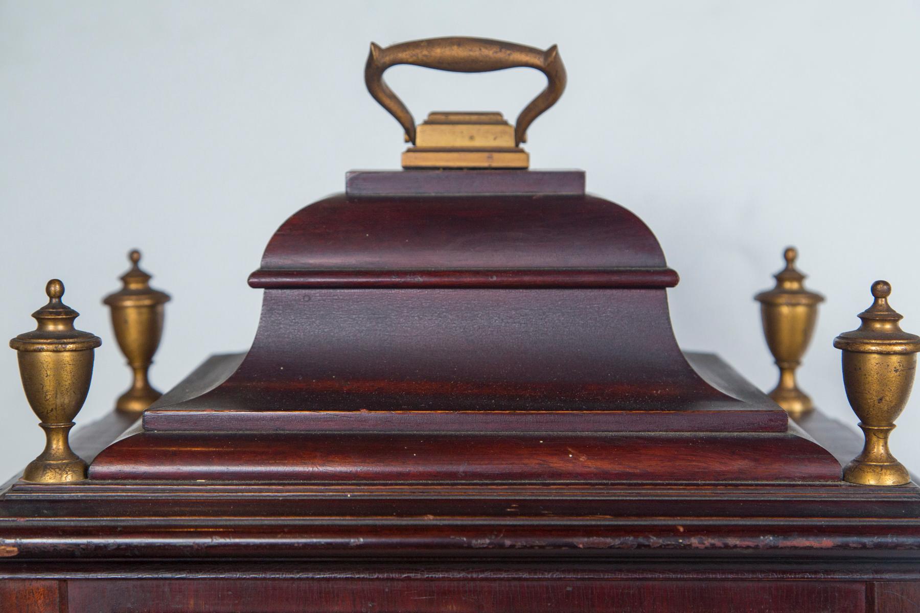 George II Style Mahogany Mantel or Bracket Clock In Fair Condition For Sale In Woodbury, CT