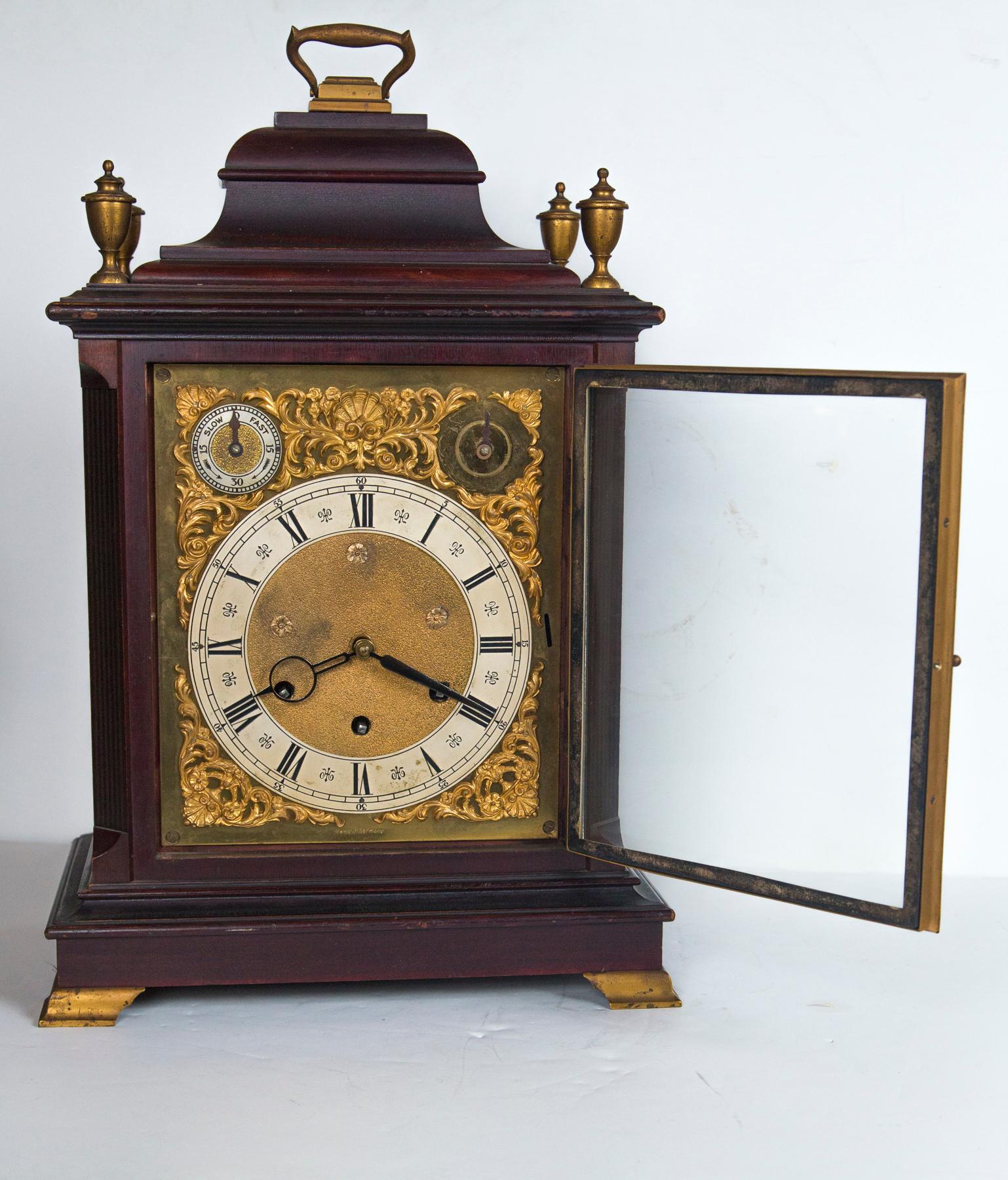 19th Century George II Style Mahogany Mantel or Bracket Clock For Sale