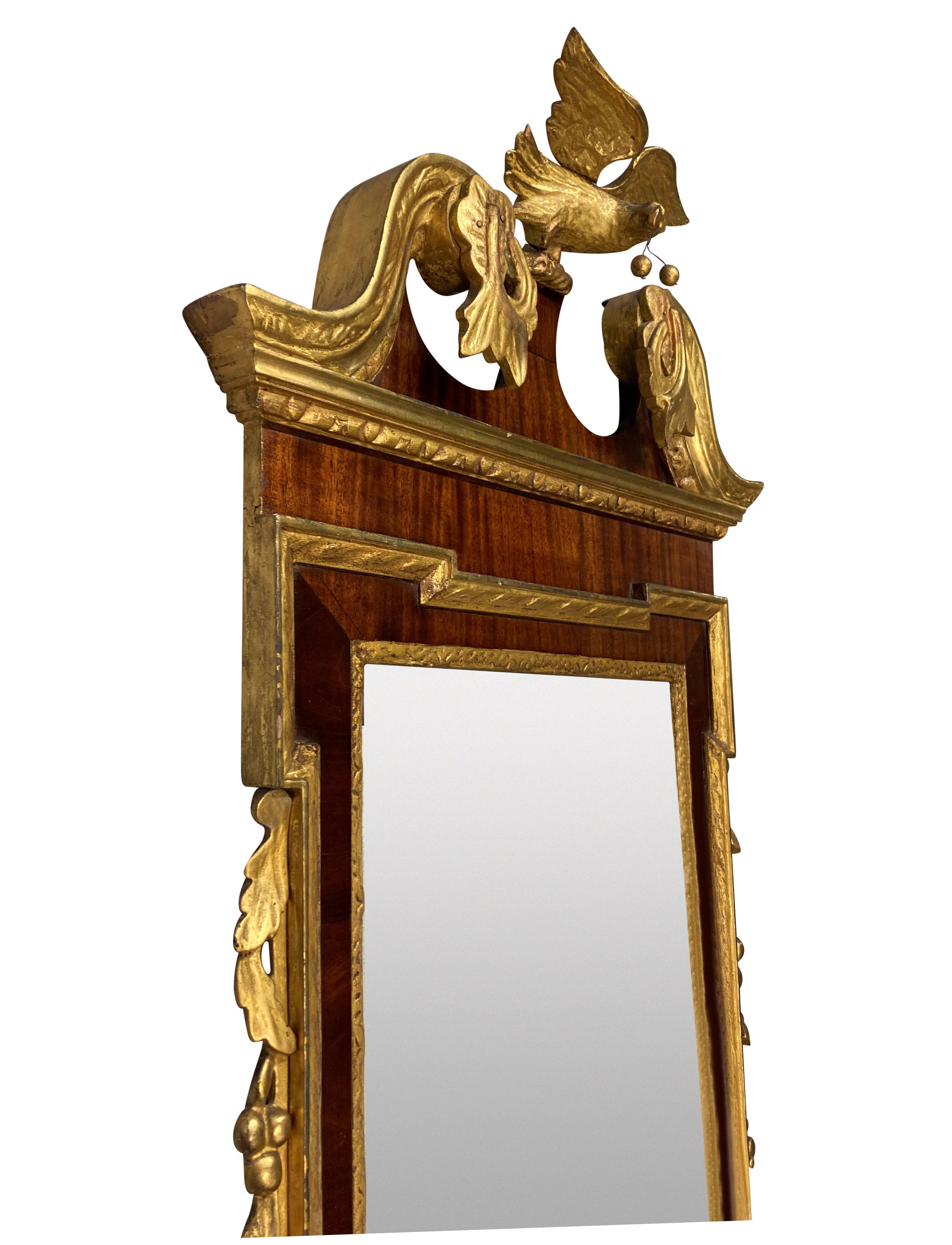 English George II Style Mahogany & Parcel Gilt Mirror For Sale
