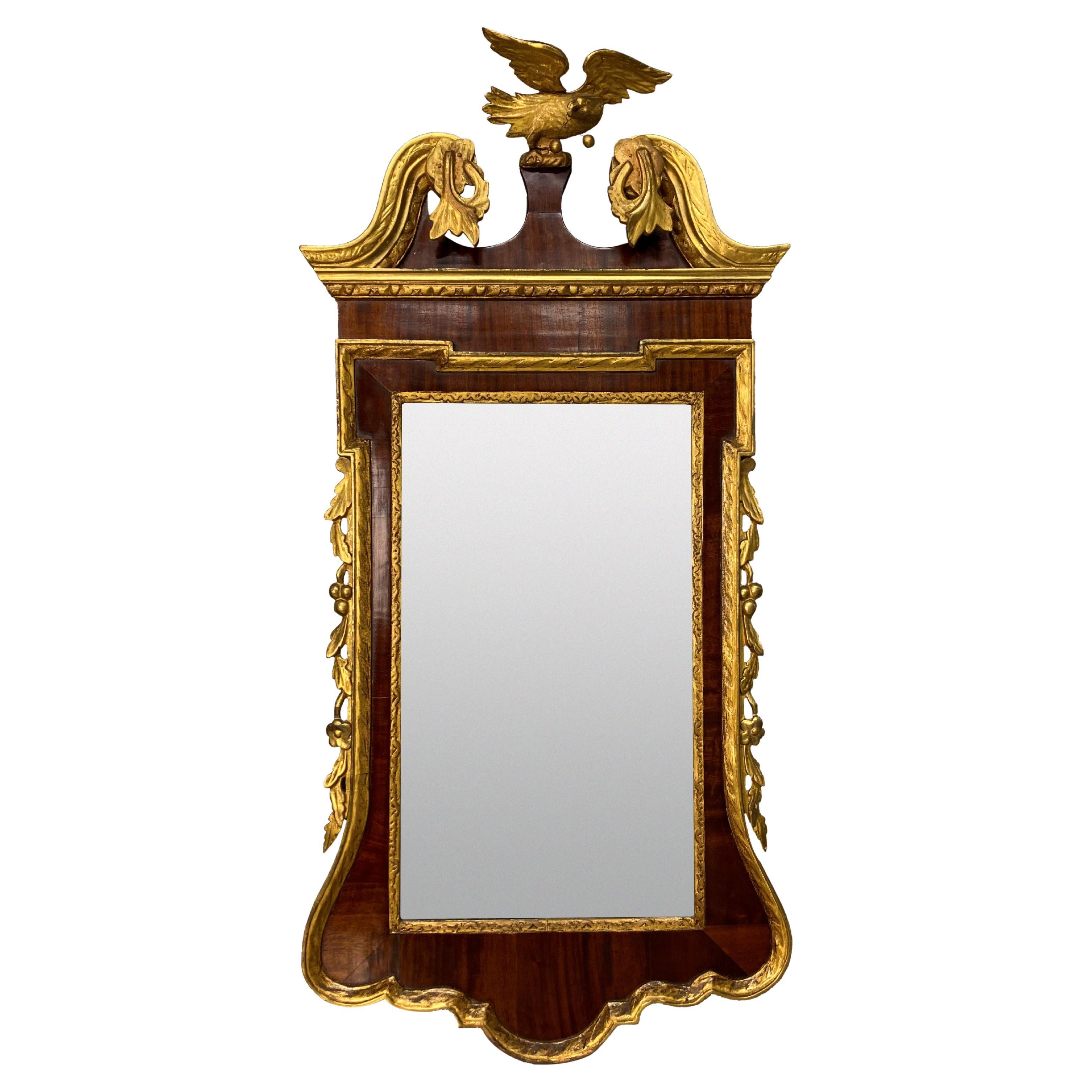 George II Style Mahogany & Parcel Gilt Mirror