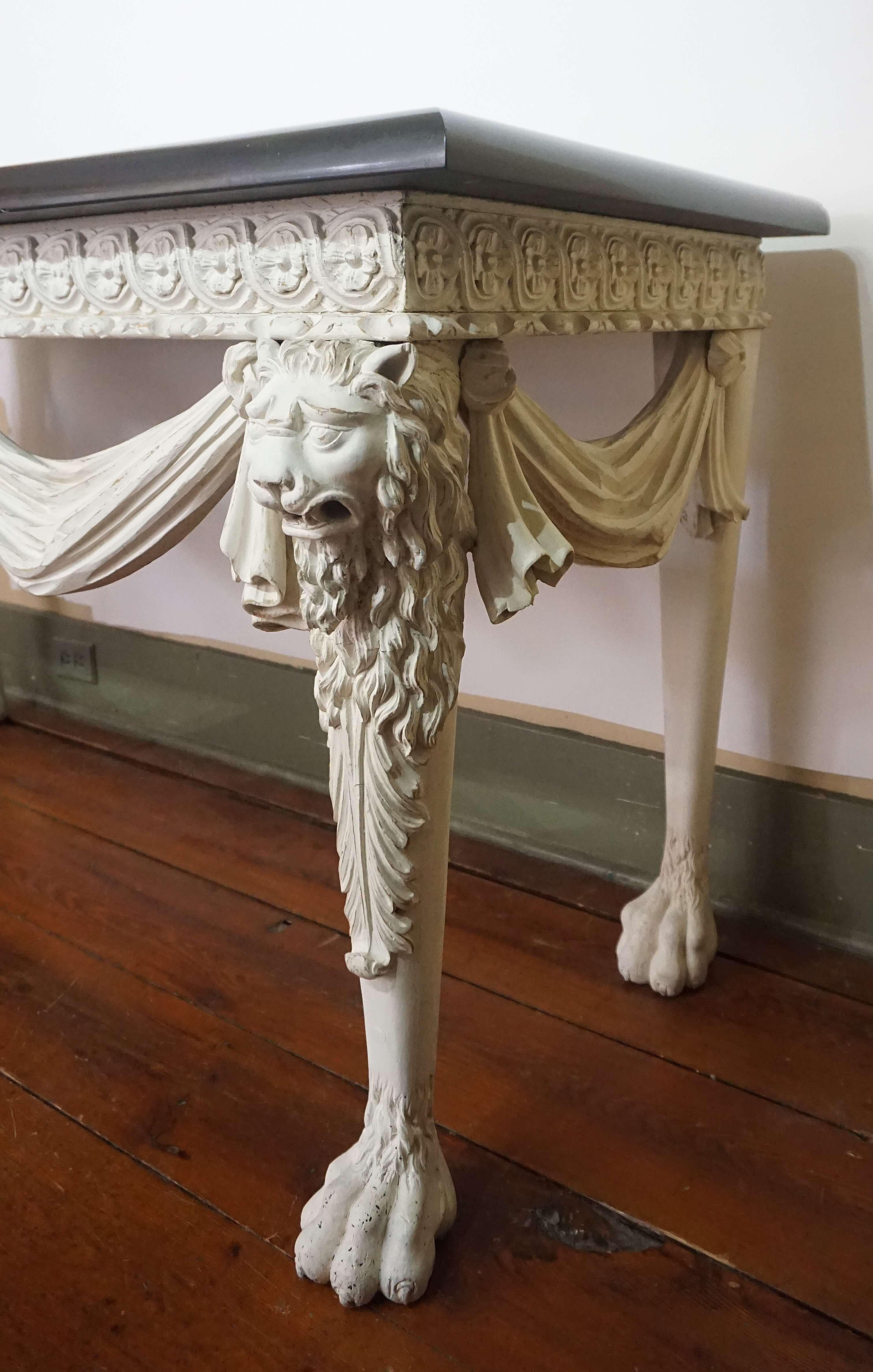 George II Style Marble Top Painted Side Table in the Manner of William Kent For Sale 8